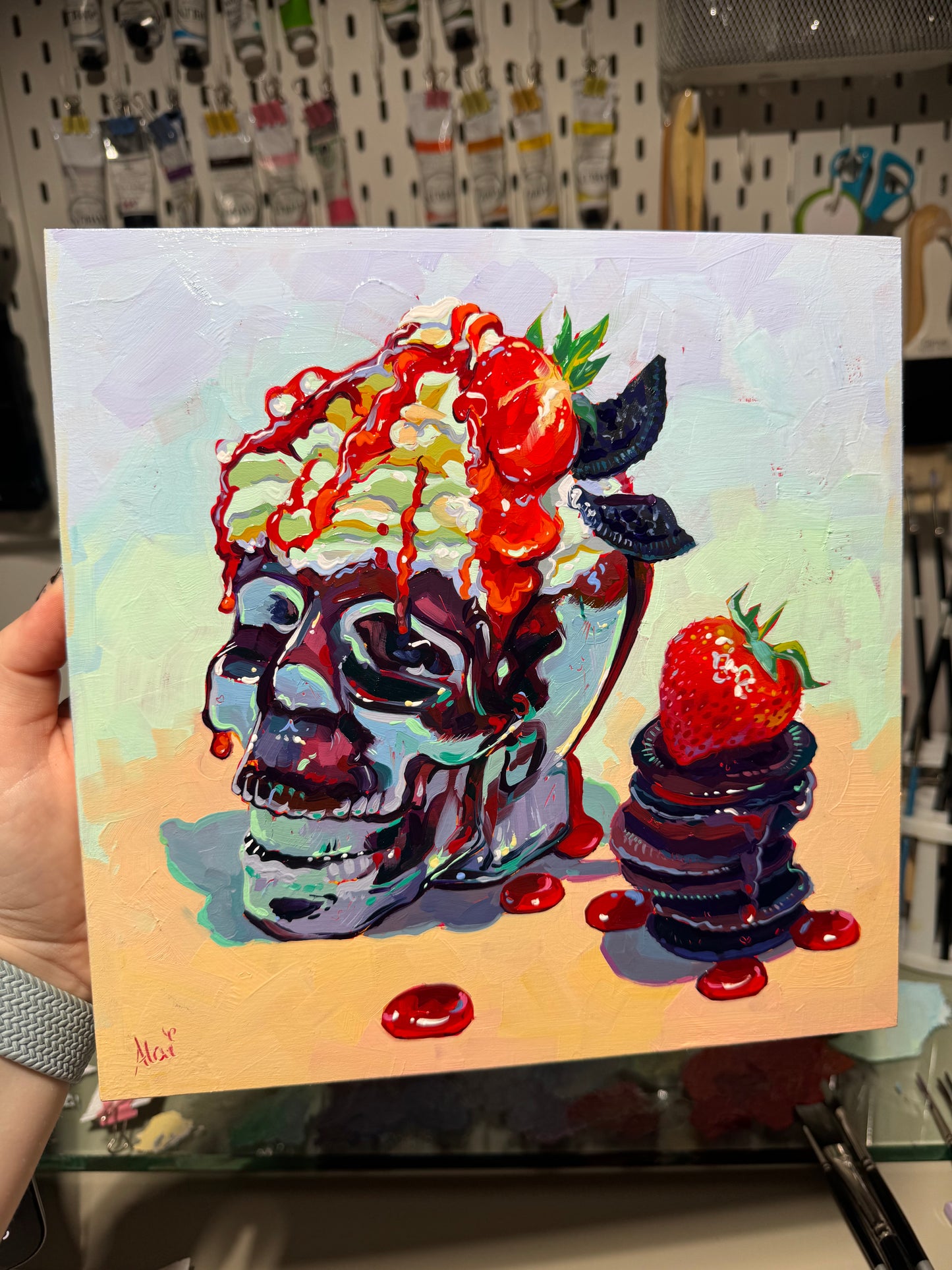 Postre dulce - Pintura al óleo original