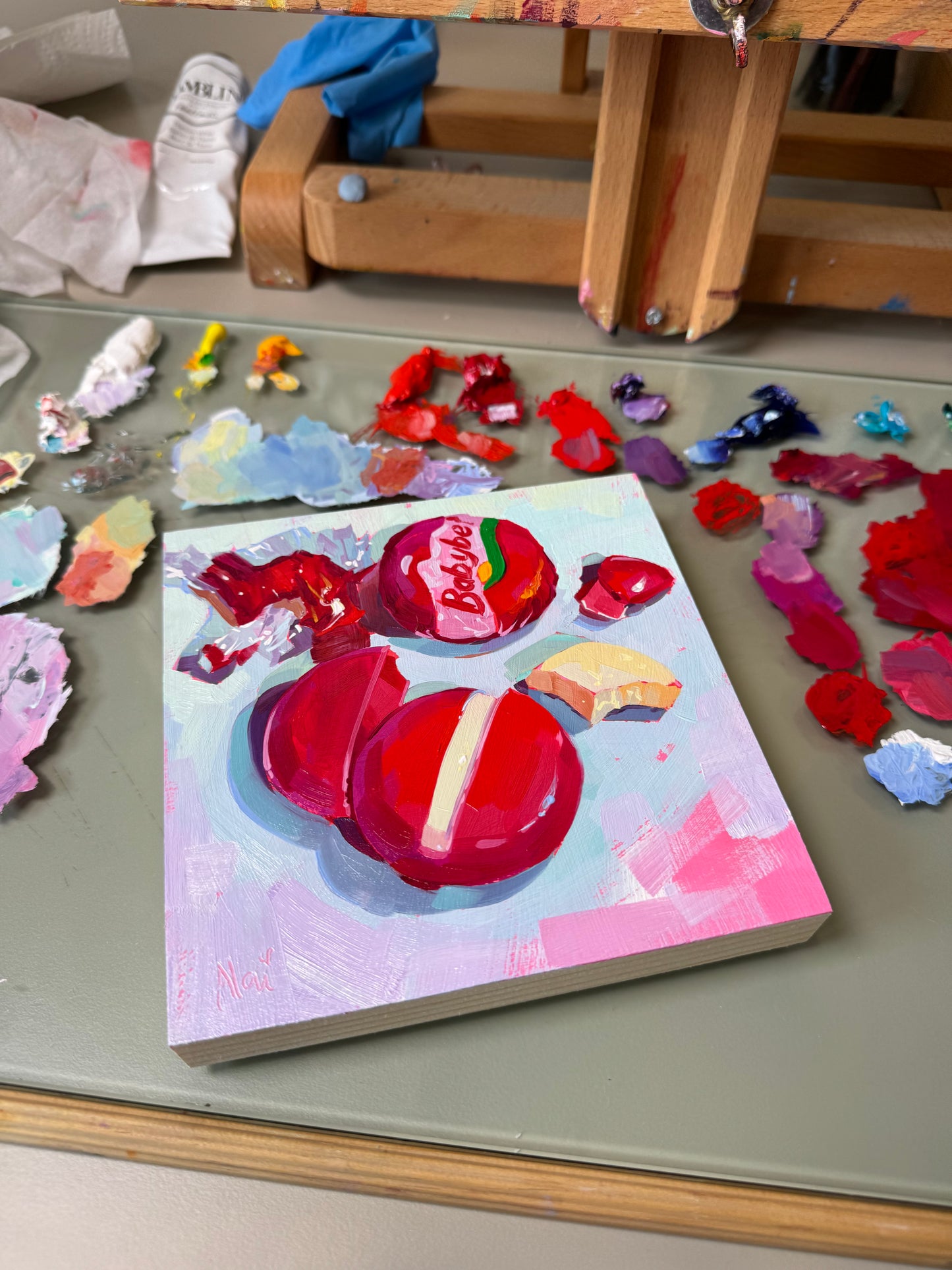 Babybel - Original Oil Painting - Nostalgic Snack Art - 6x6 inches