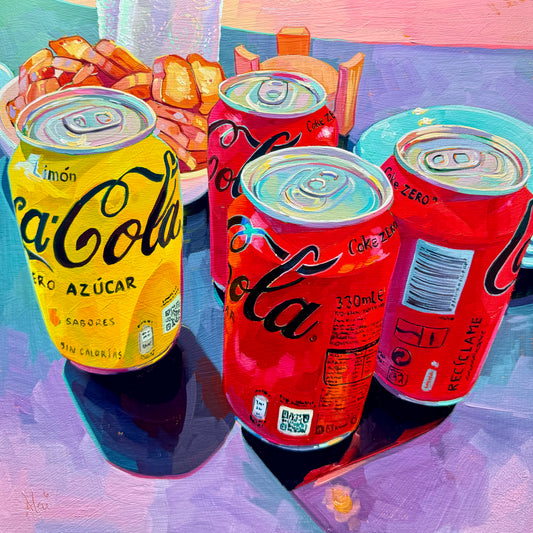 Latas de Coca Cola - Pintura al óleo original