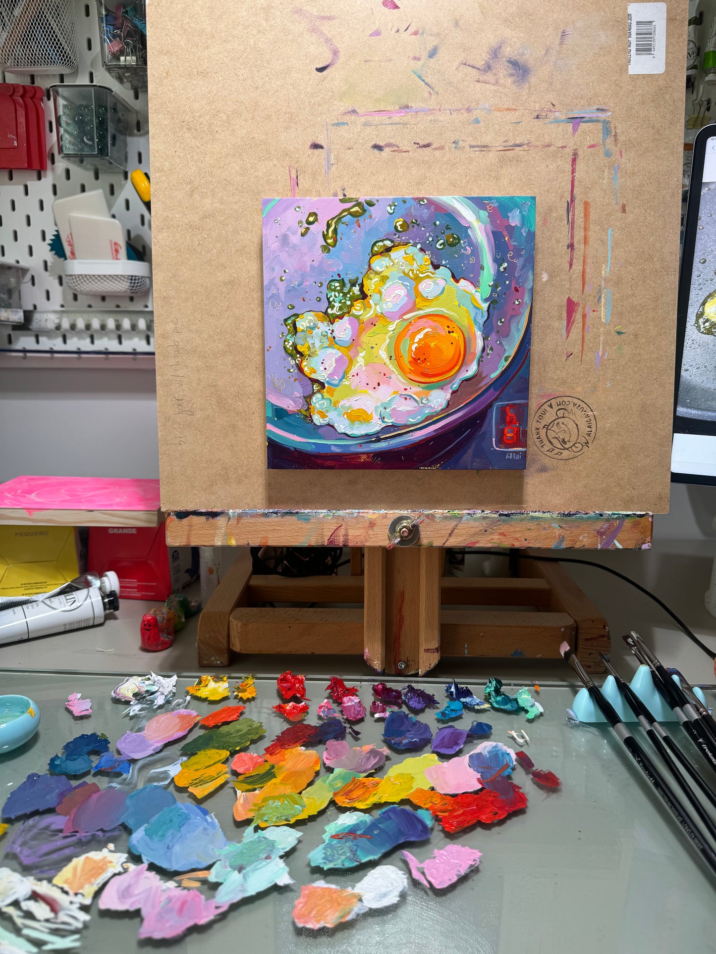 Huevo en sartén - Pintura al óleo original