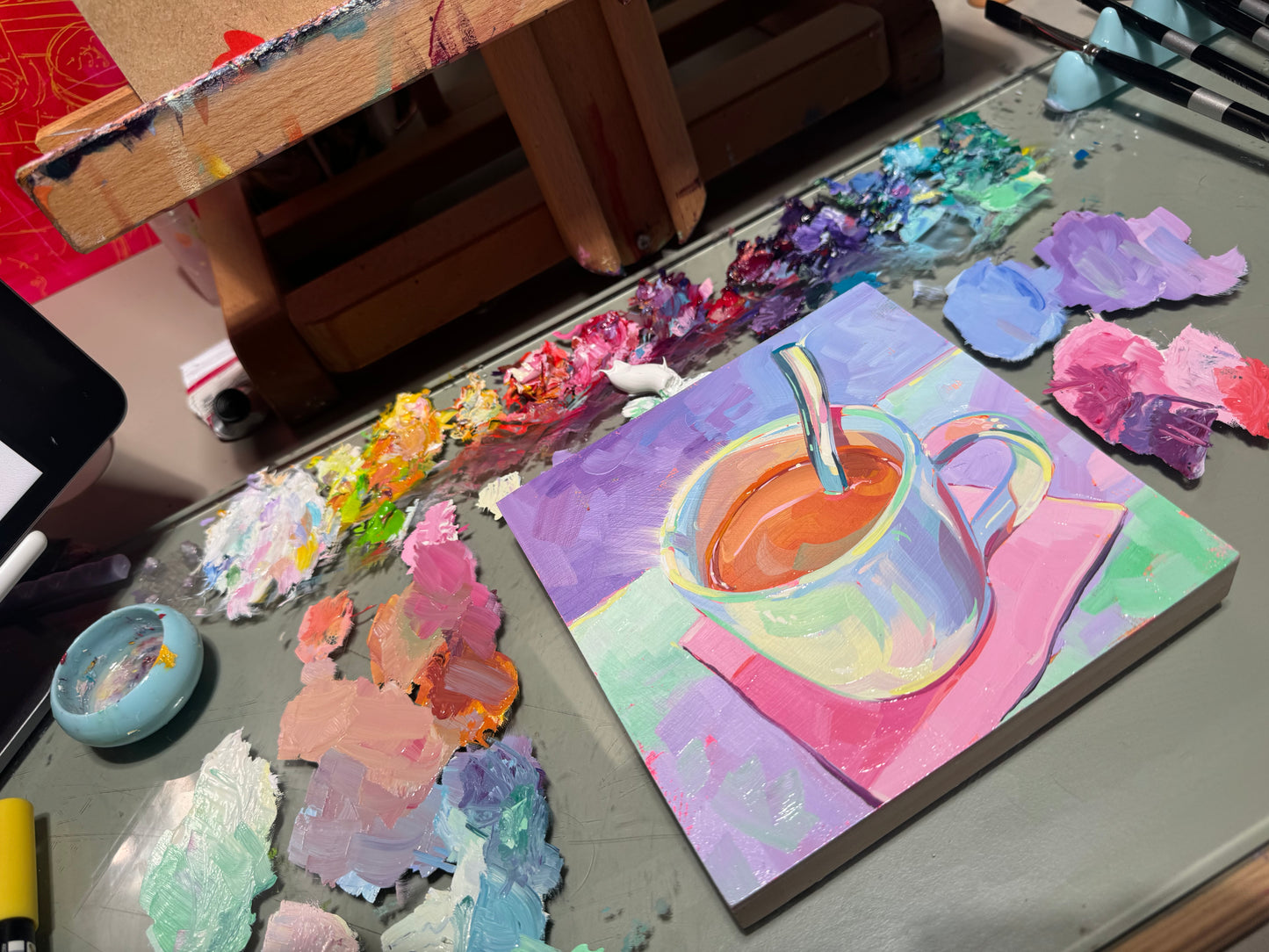 Coffee mug - Original Oil Painting - Cozy Morning Art - 6x6 inches