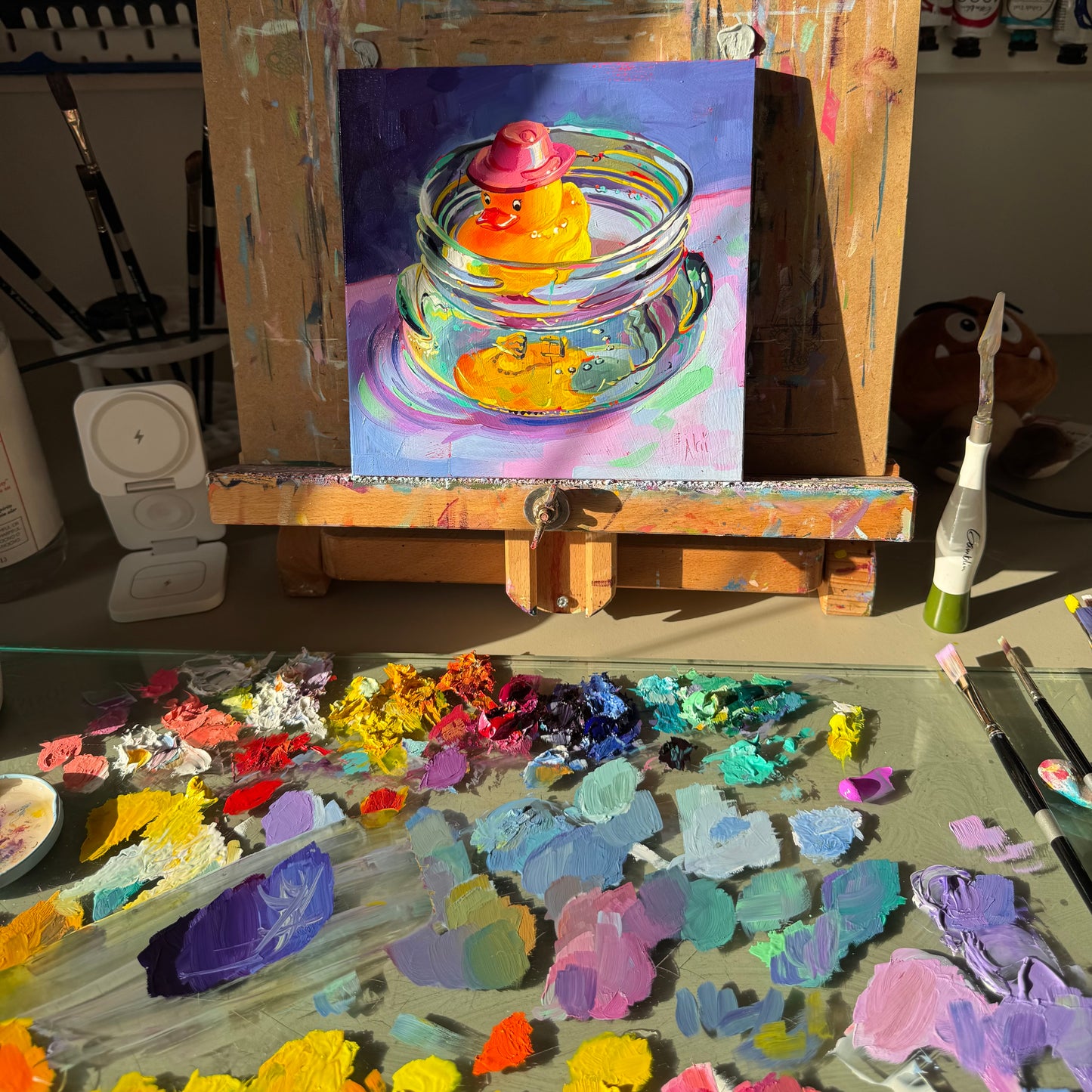 Ducky in a jar - Original Oil Painting