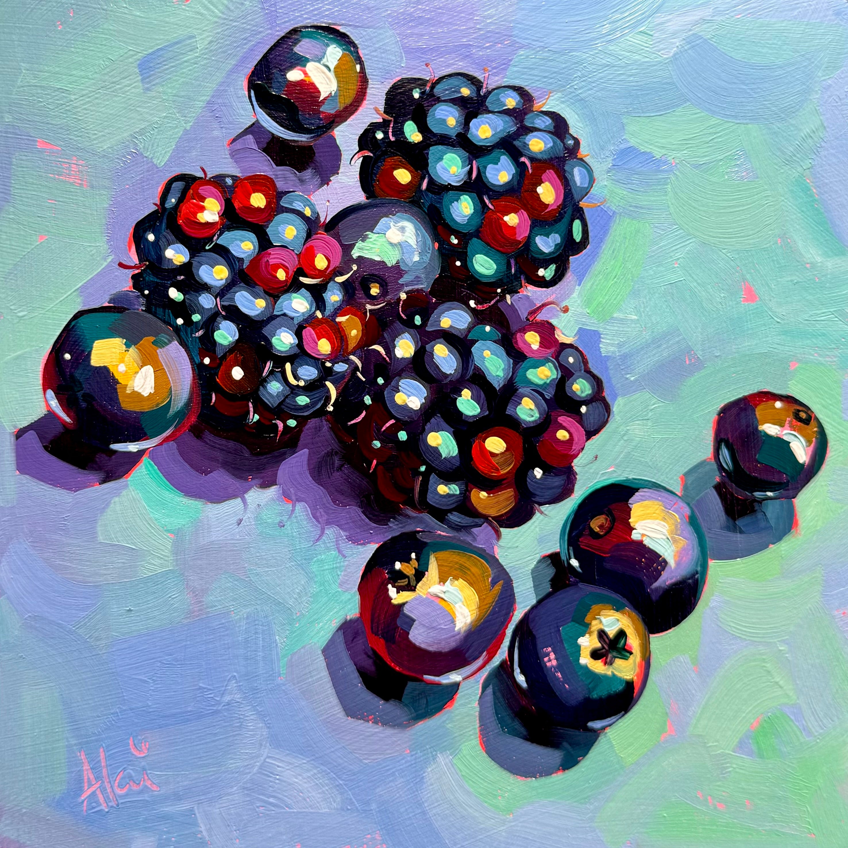 Black Berries Oil Painting | Blackberry & Blueberry Art | Alai