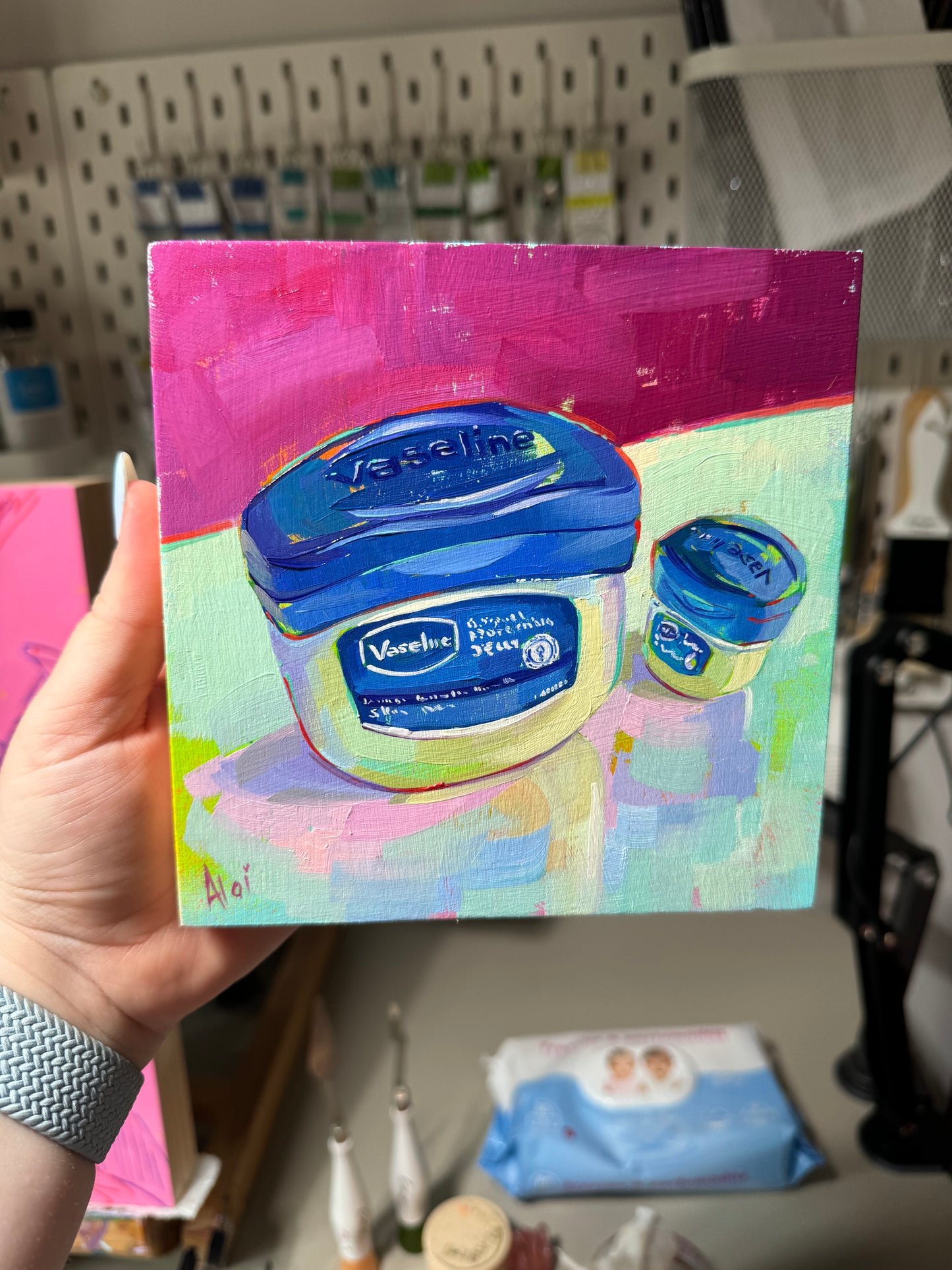 Vaseline - Original Oil Painting - Pop Art Still Life - 6x6 inches