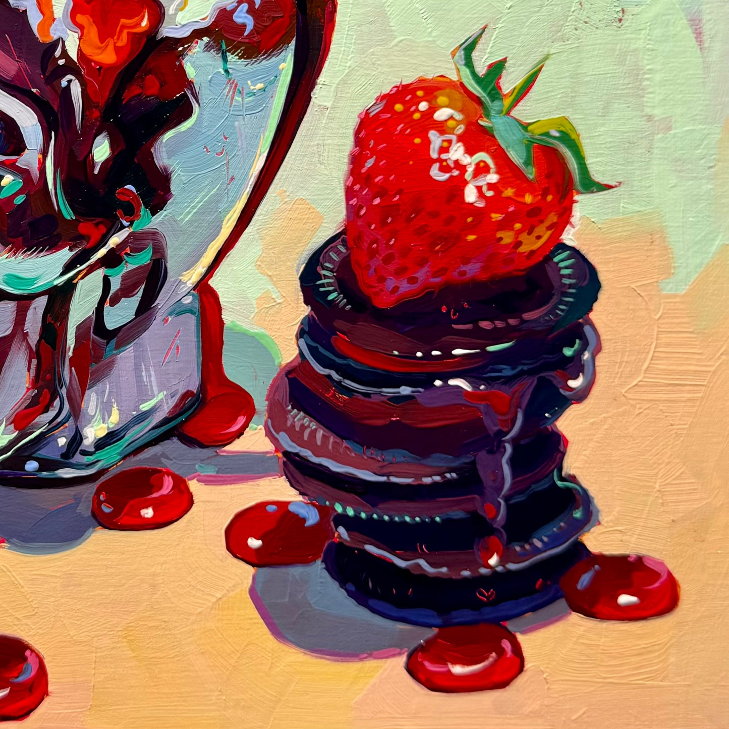 Postre dulce - Pintura al óleo original