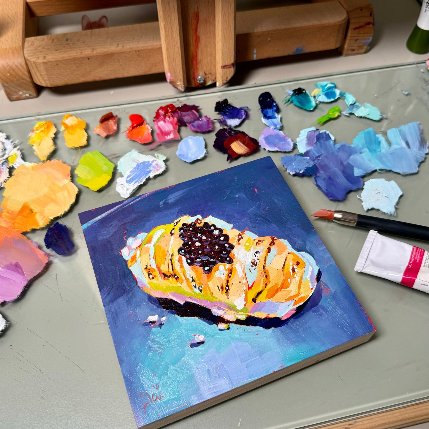 Butterfish Nigiri - Original Oil Painting - Sushi Art - 6x6 inches