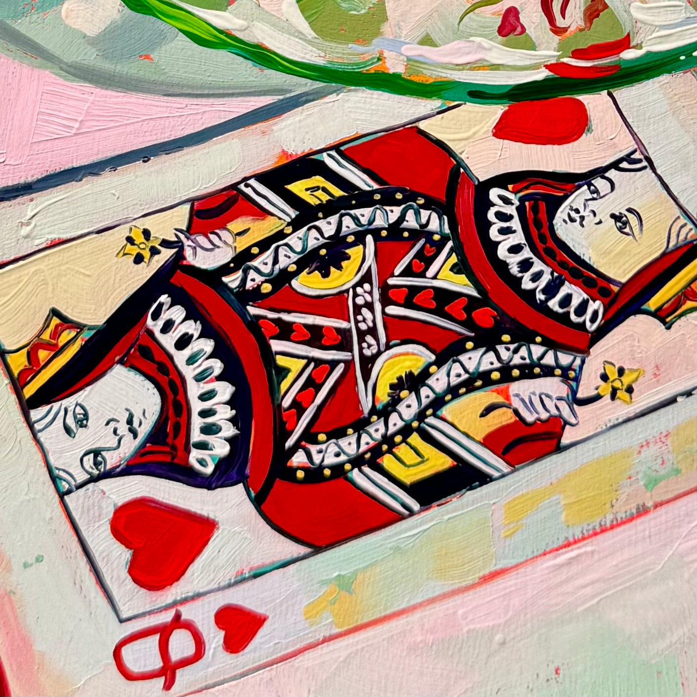 Tea and cards - Original Oil Painting