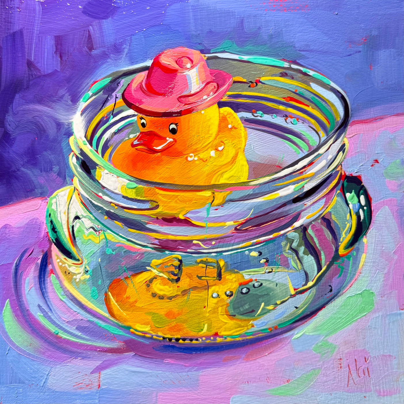 Ducky in a jar - Original Oil Painting