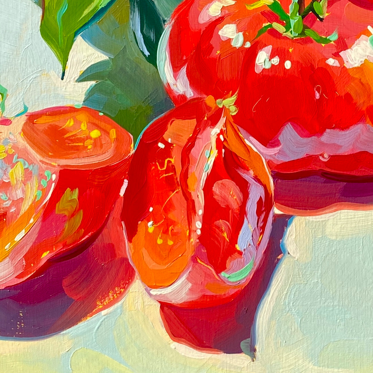 Rojo y verde - Pintura al óleo original
