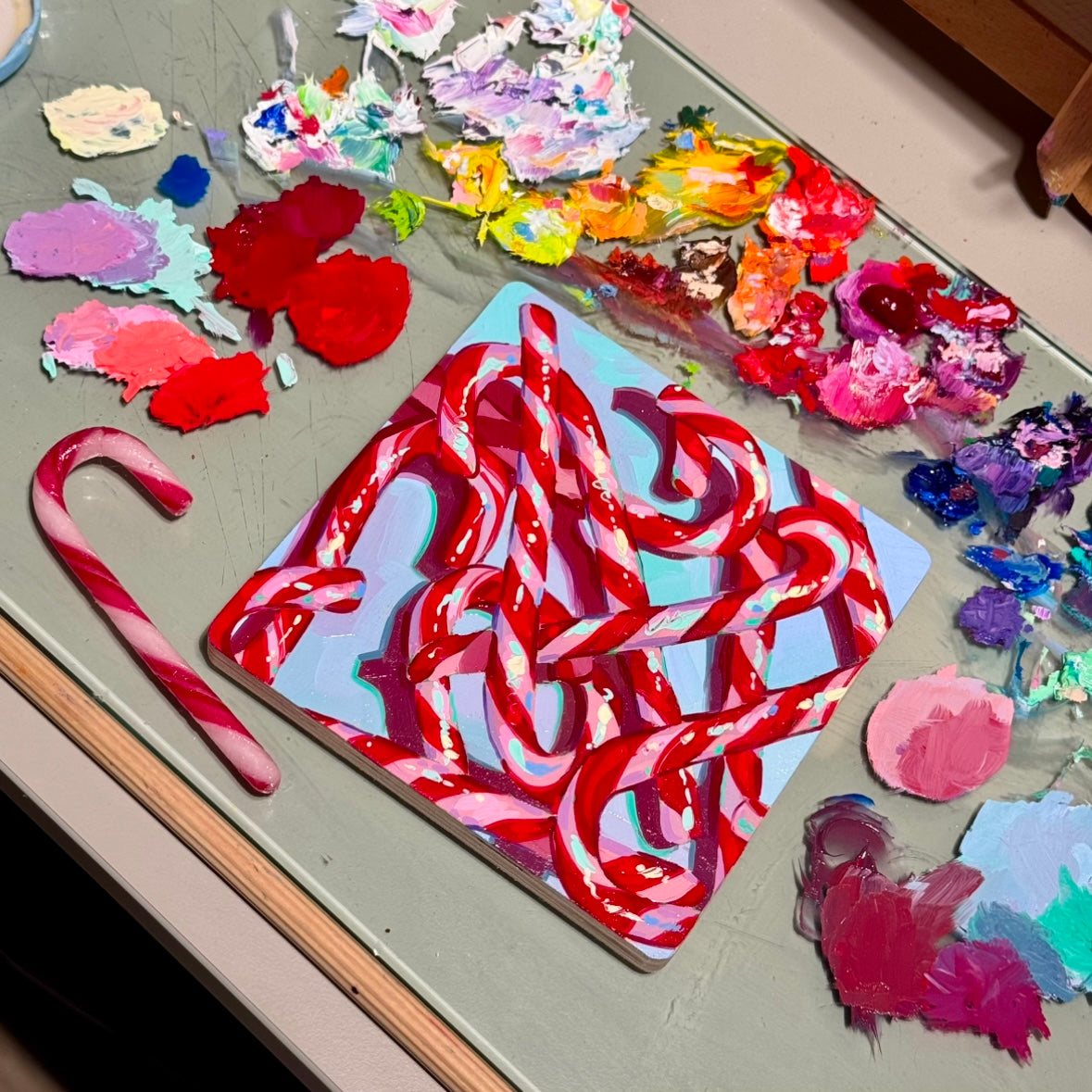 Malla de bastón de caramelo - Pintura al óleo original