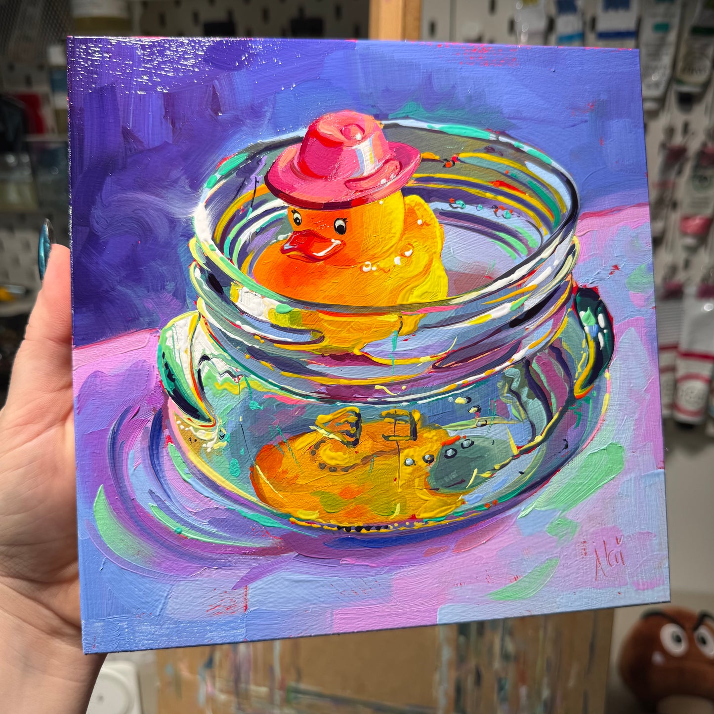 Ducky in a jar - Original Oil Painting