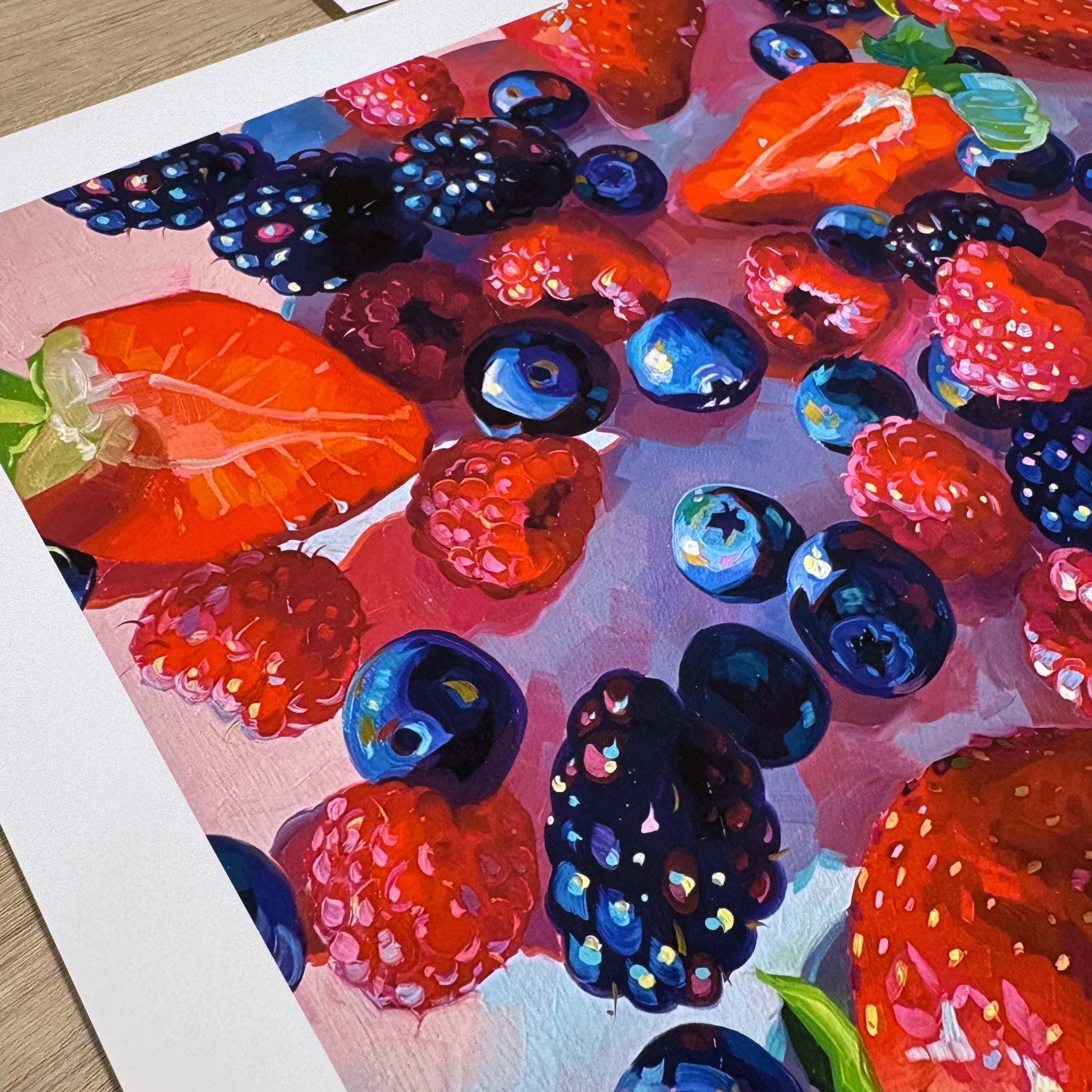 Berry Blast Art Print | Vibrant Fruit Kitchen Decor | Alai Ganuza