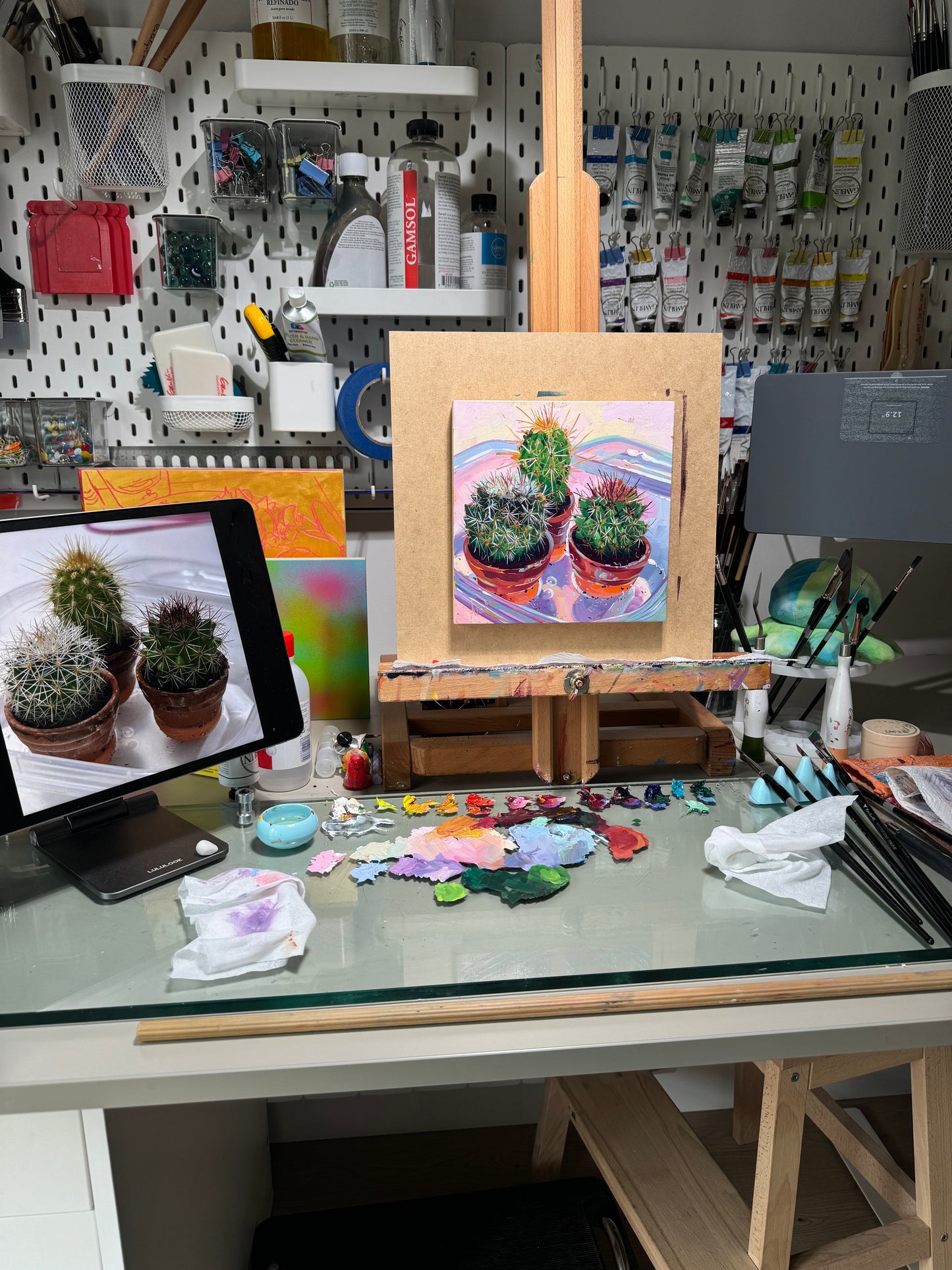 Cacti - Original Oil Painting - Desert Plant Art - 8x8 inches