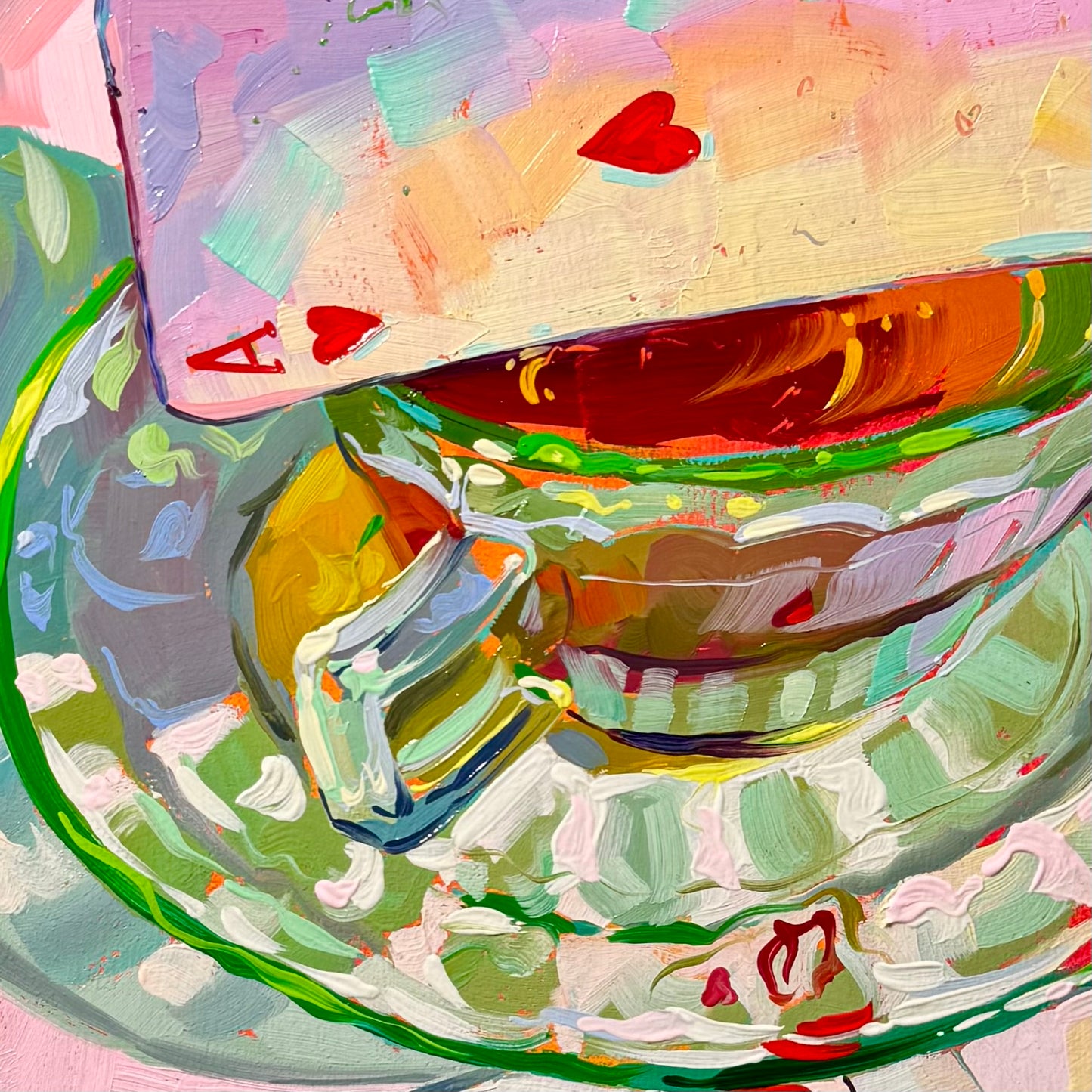 Tea and cards - Original Oil Painting