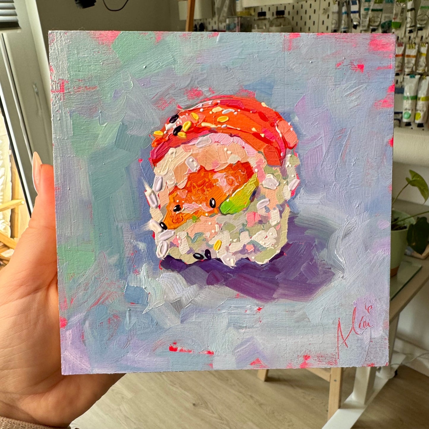 Salmon roll - Original Oil Painting