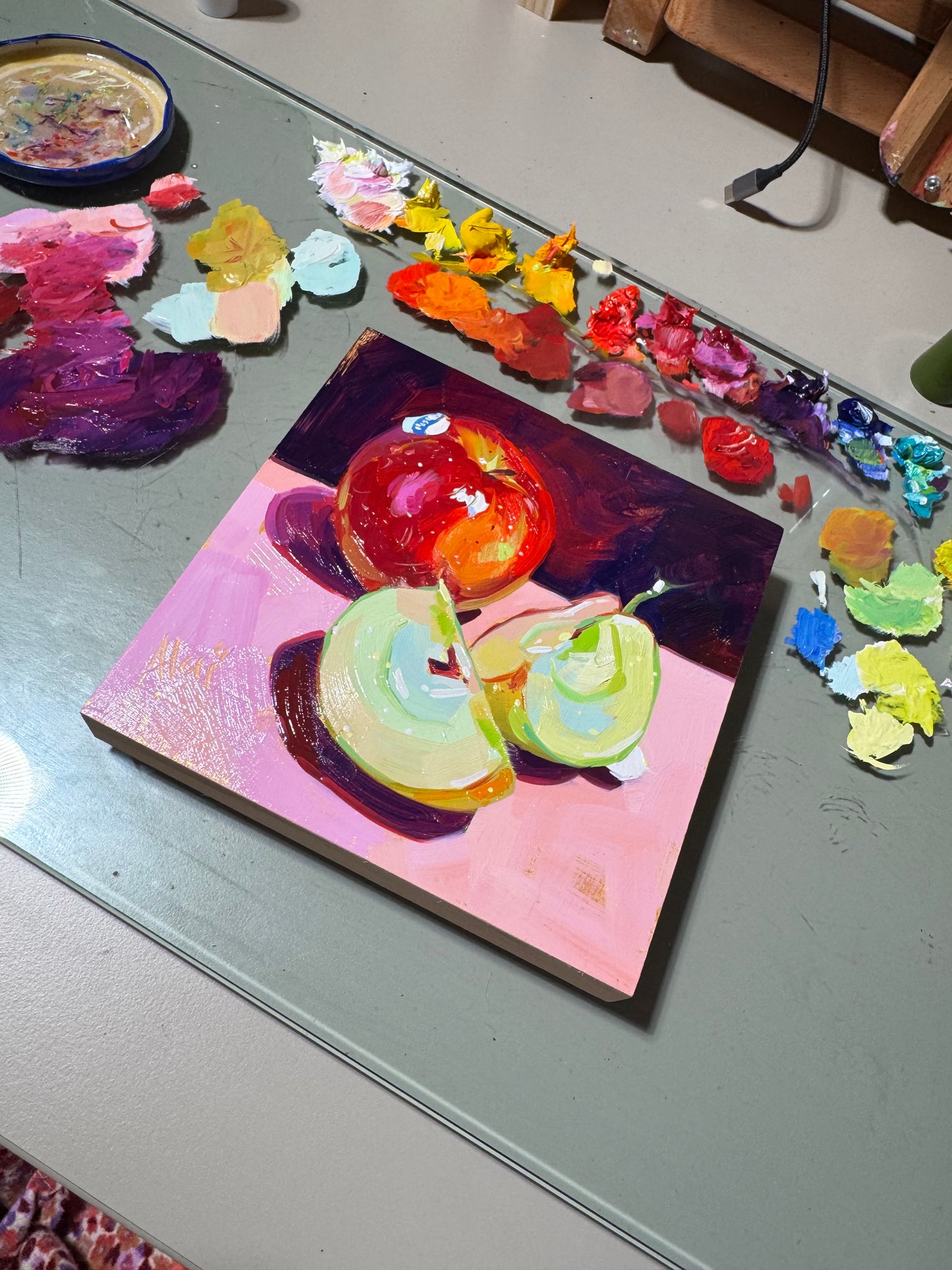 Glowing apples - Original Oil Painting