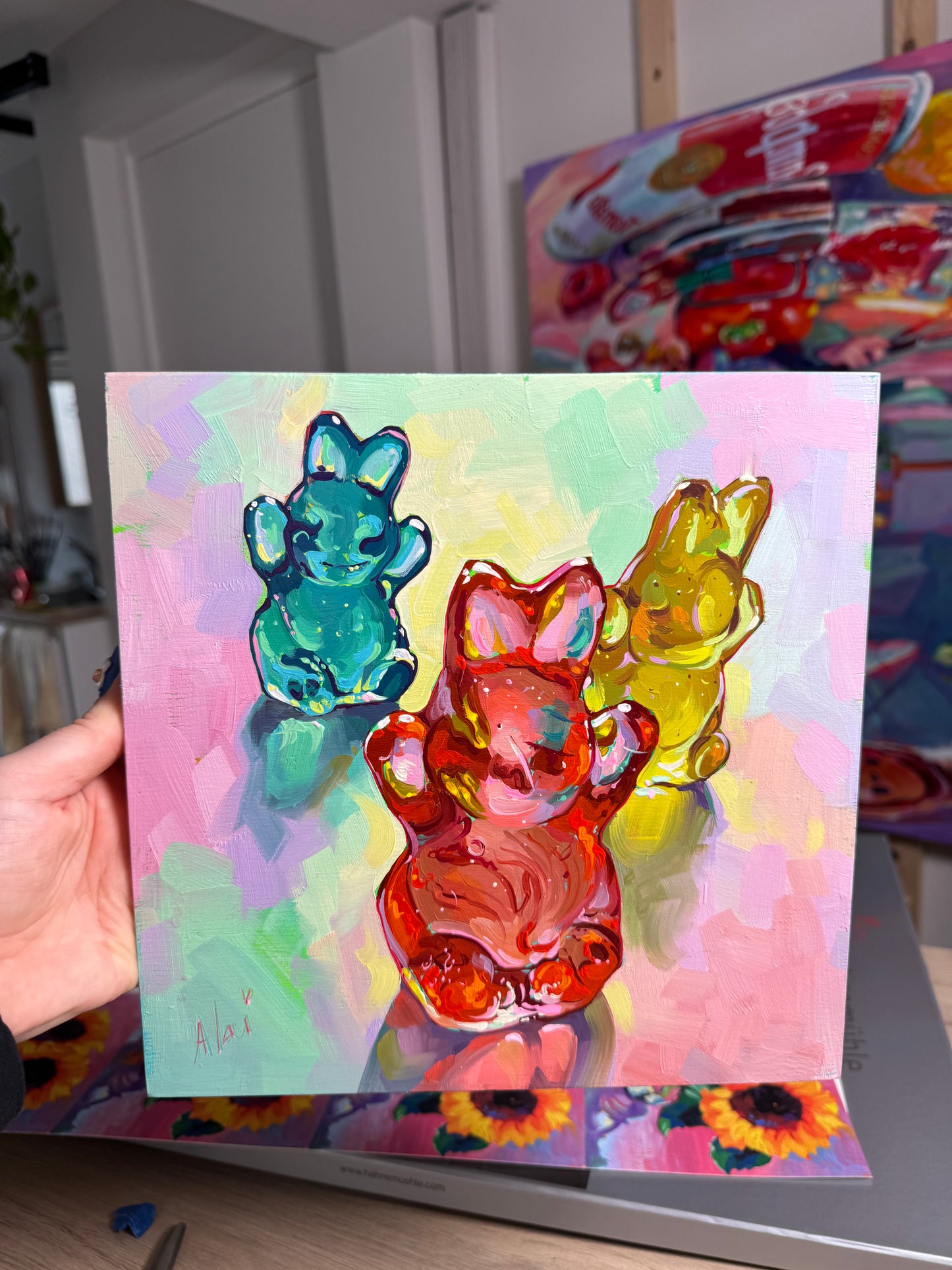 Bunny race - Original Oil Painting