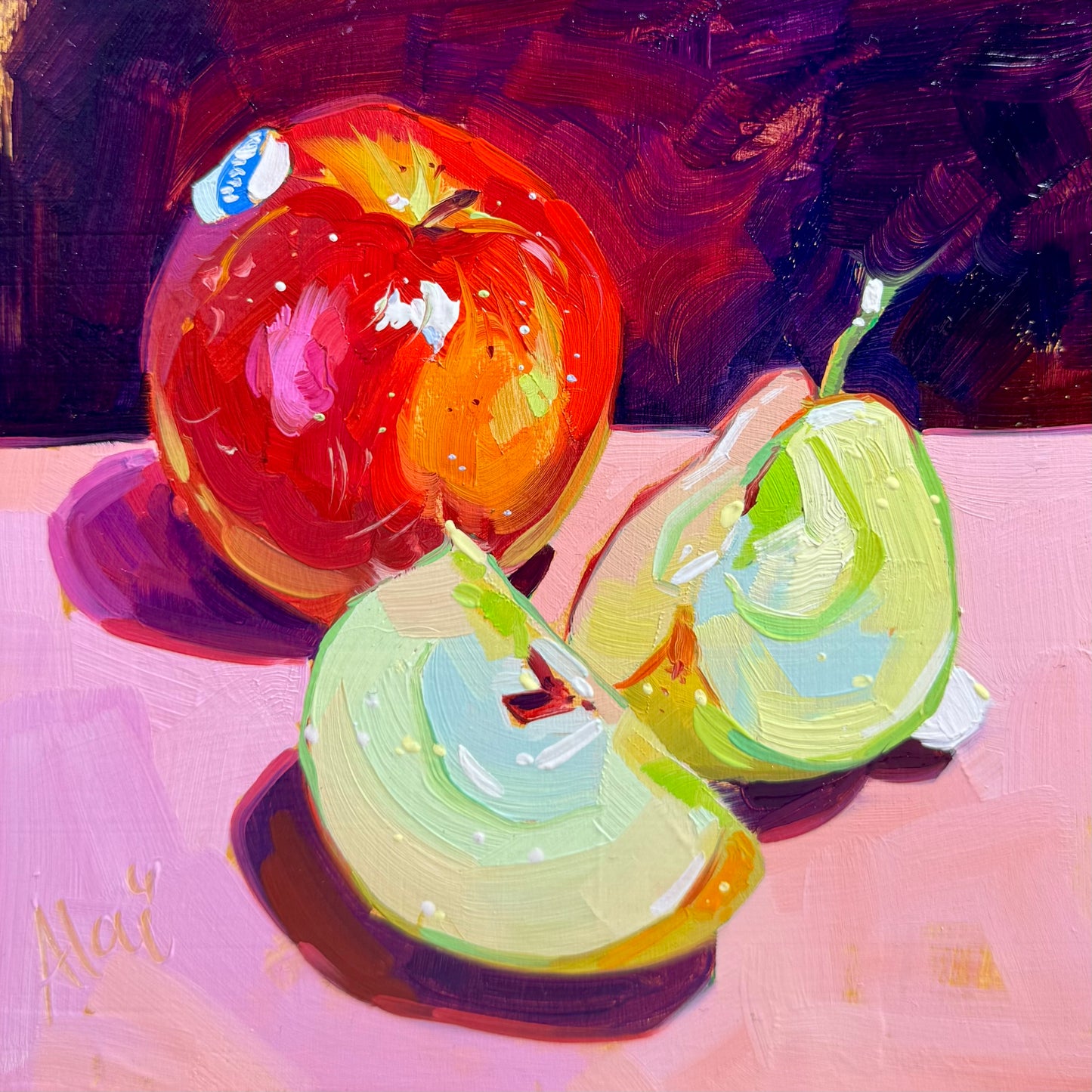 Glowing apples - Original Oil Painting