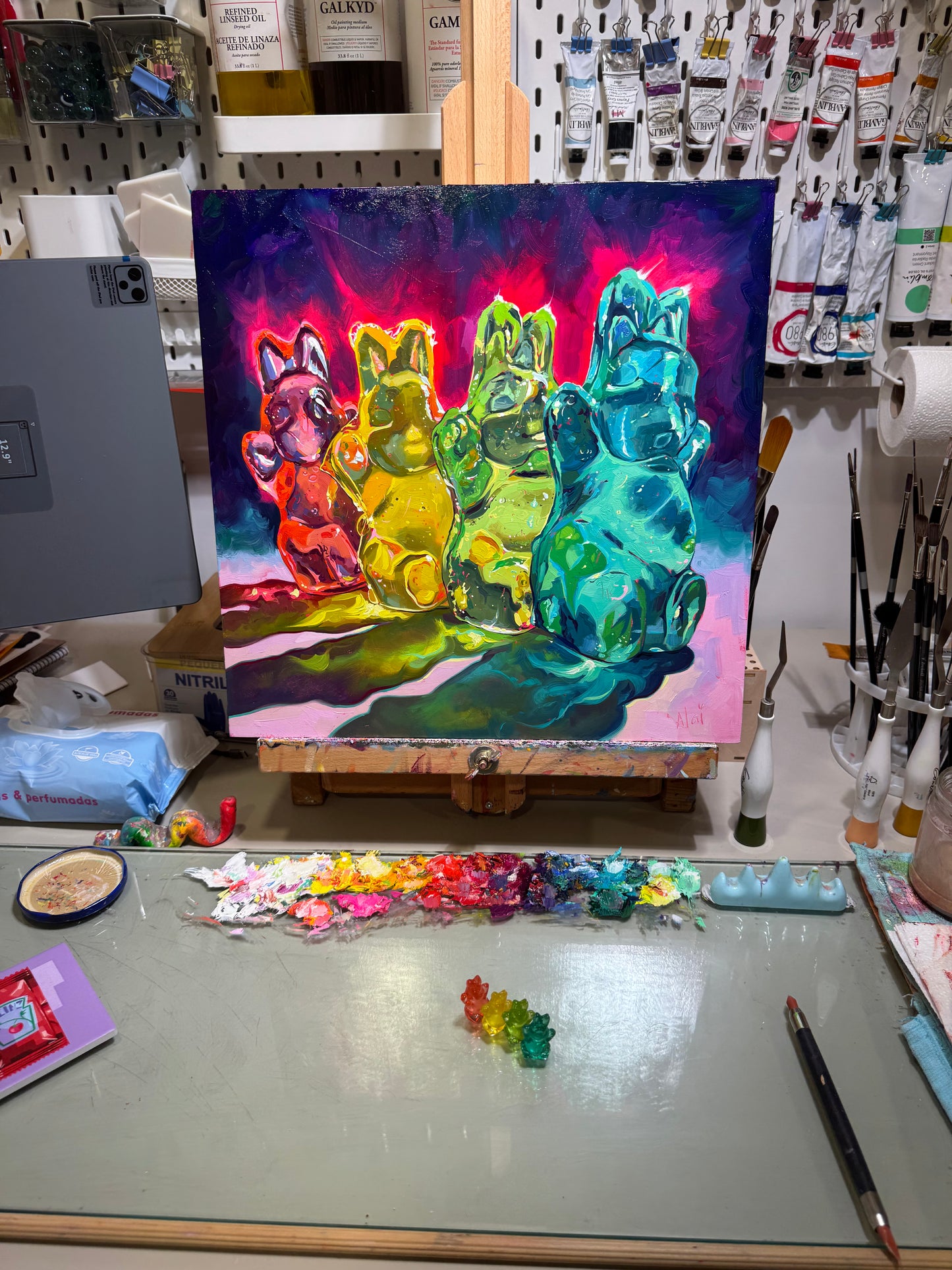 RYGBunnies - Original Oil Painting