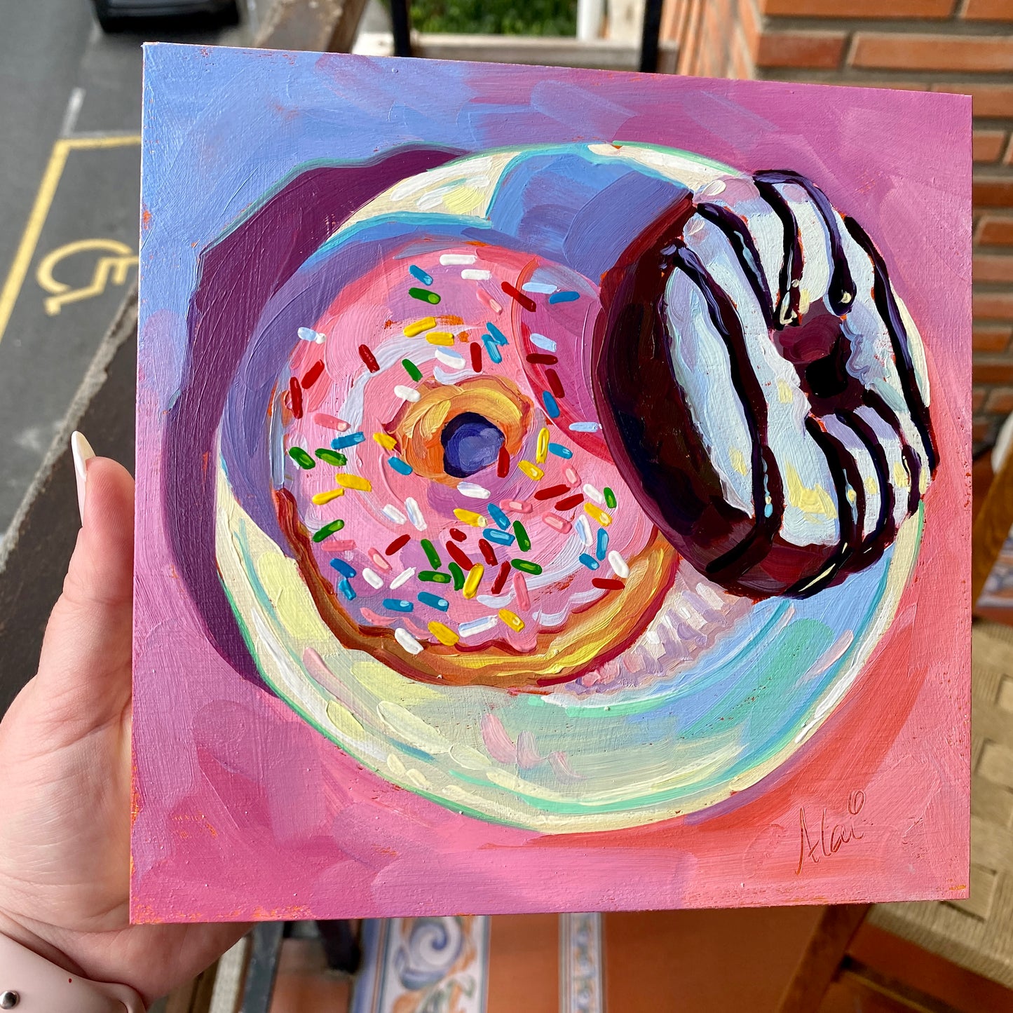 Sprinkles and zebra - Original Oil Painting
