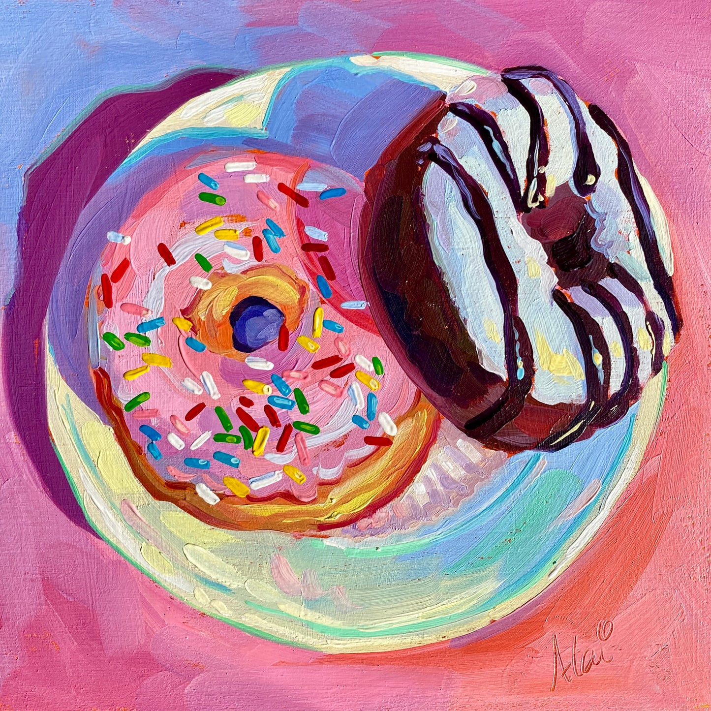 Sprinkles and zebra - Original Oil Painting