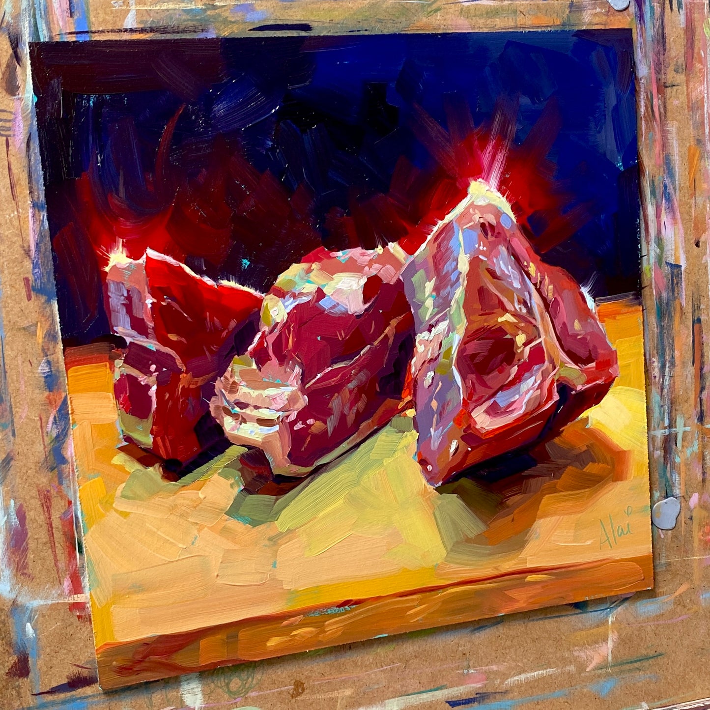 T bone steak - Original Oil Painting