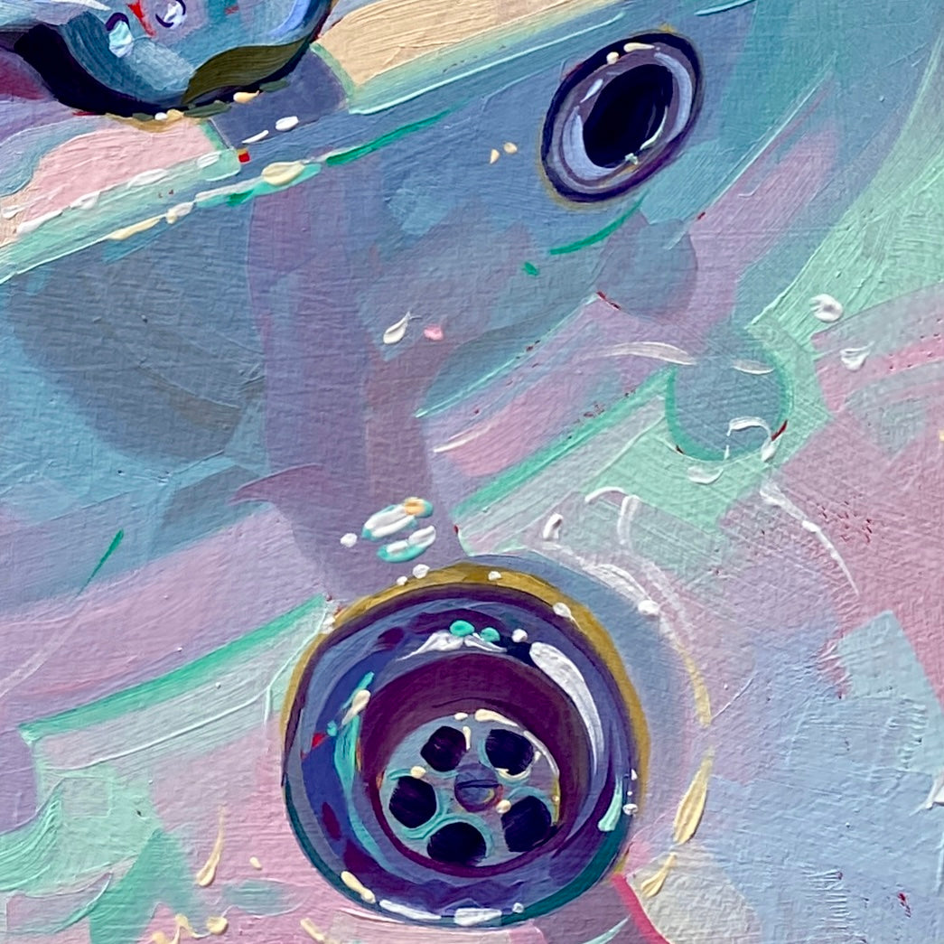 Sink and pink soap - Original Oil Painting