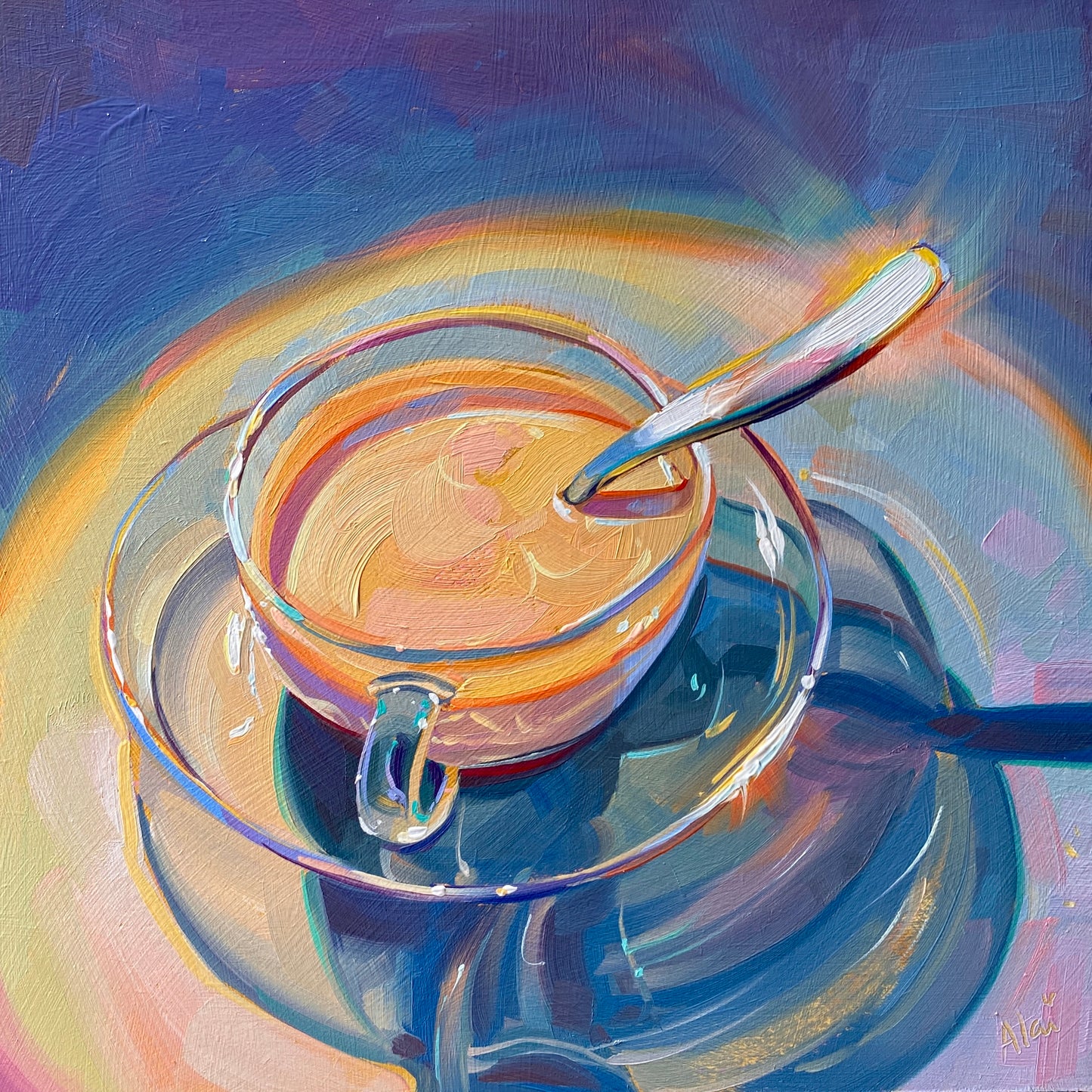 Shiny coffee - Original Oil Painting