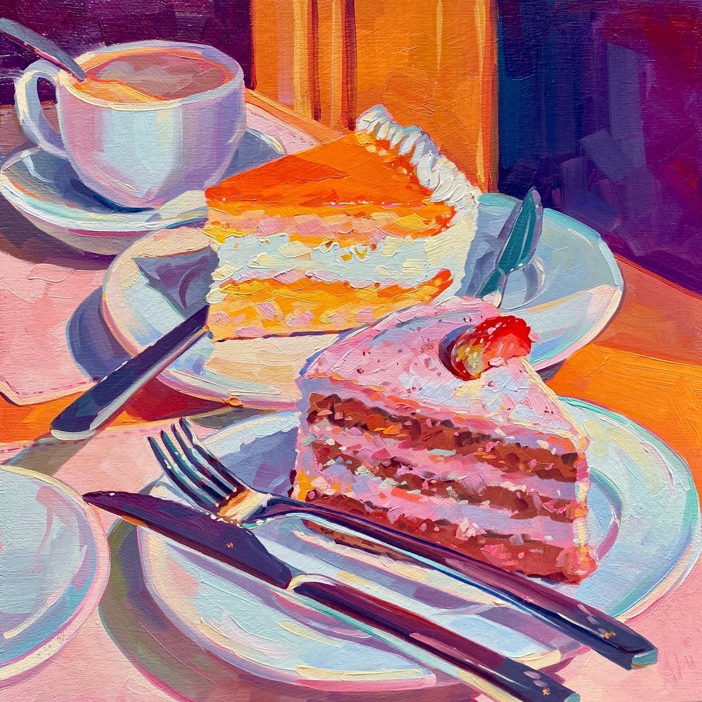 Pastel para dos - Pintura al óleo original