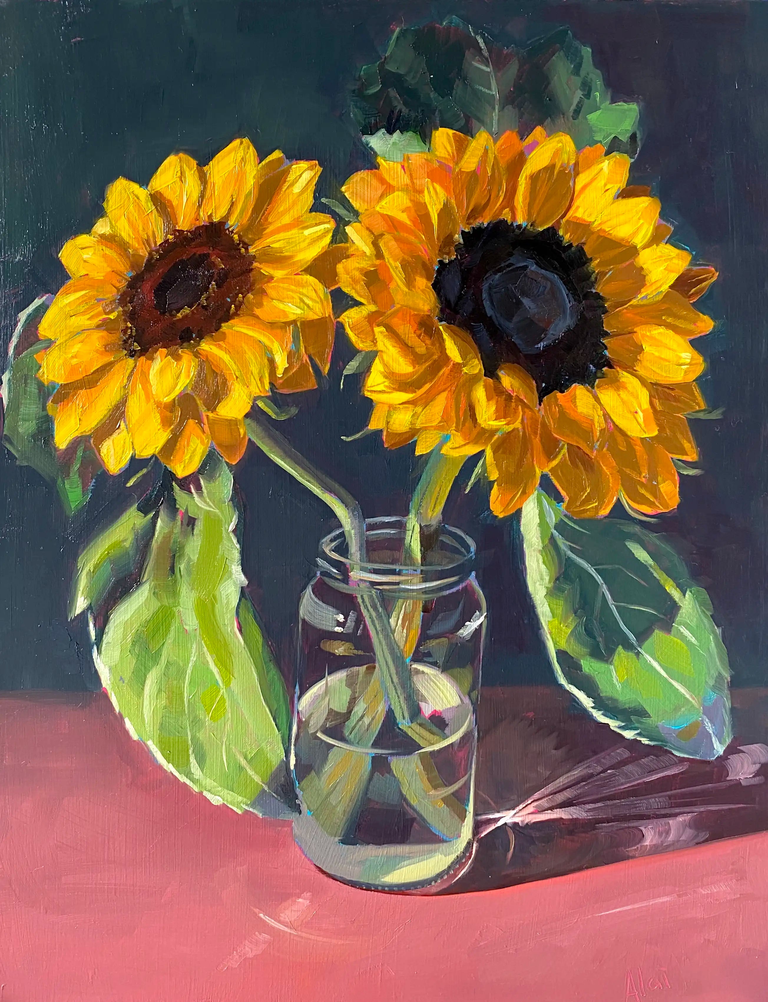 Sunflower Study III Original Oil Painting | Alai Ganuza Fine Art