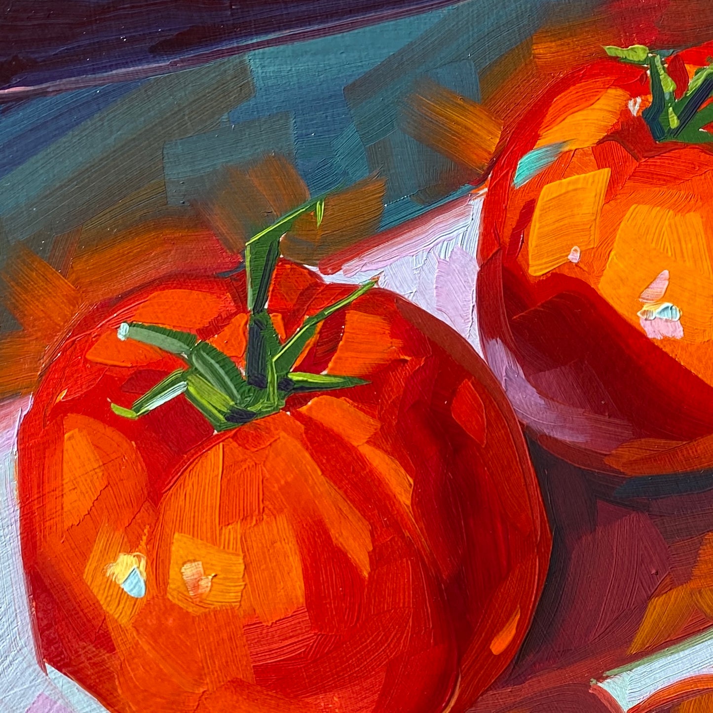 Tomato Family - Original Oil Painting - Kitchen Art - 9 inches