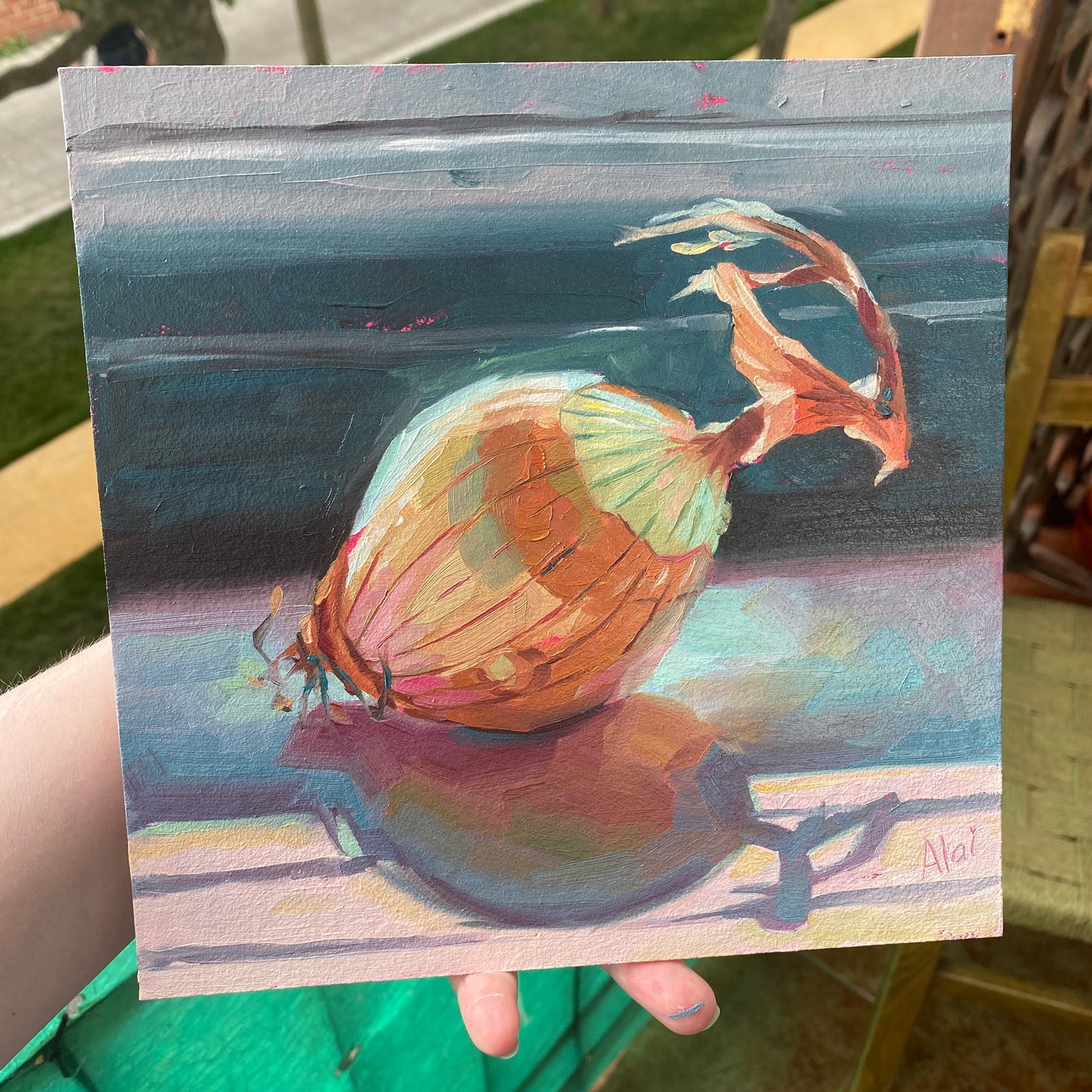 Pintura al óleo de bolas de cebolla