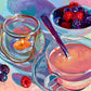 Candle, coffee and berry bowl - Oil painting Print