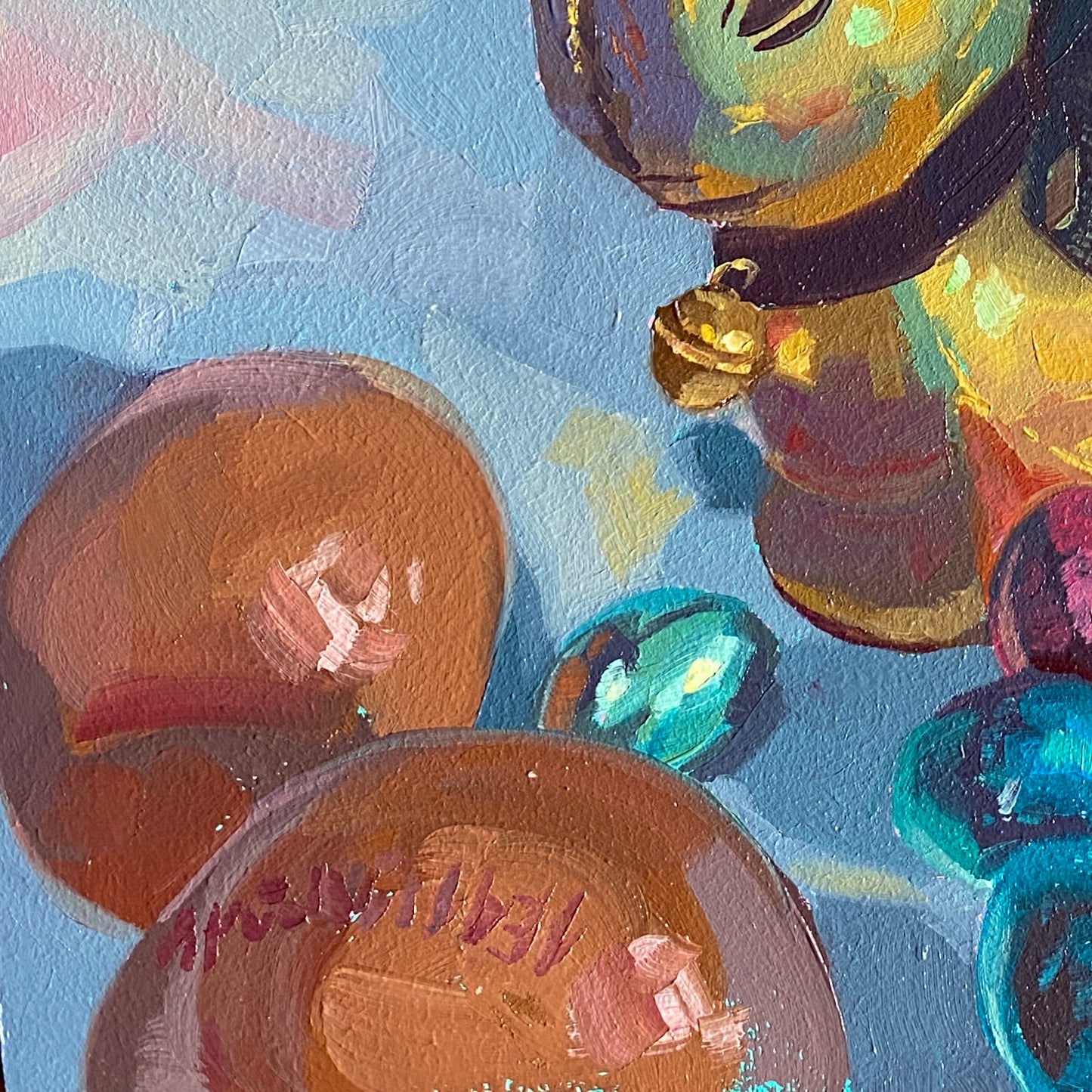 Pintura al óleo del conejito dorado de Pascua
