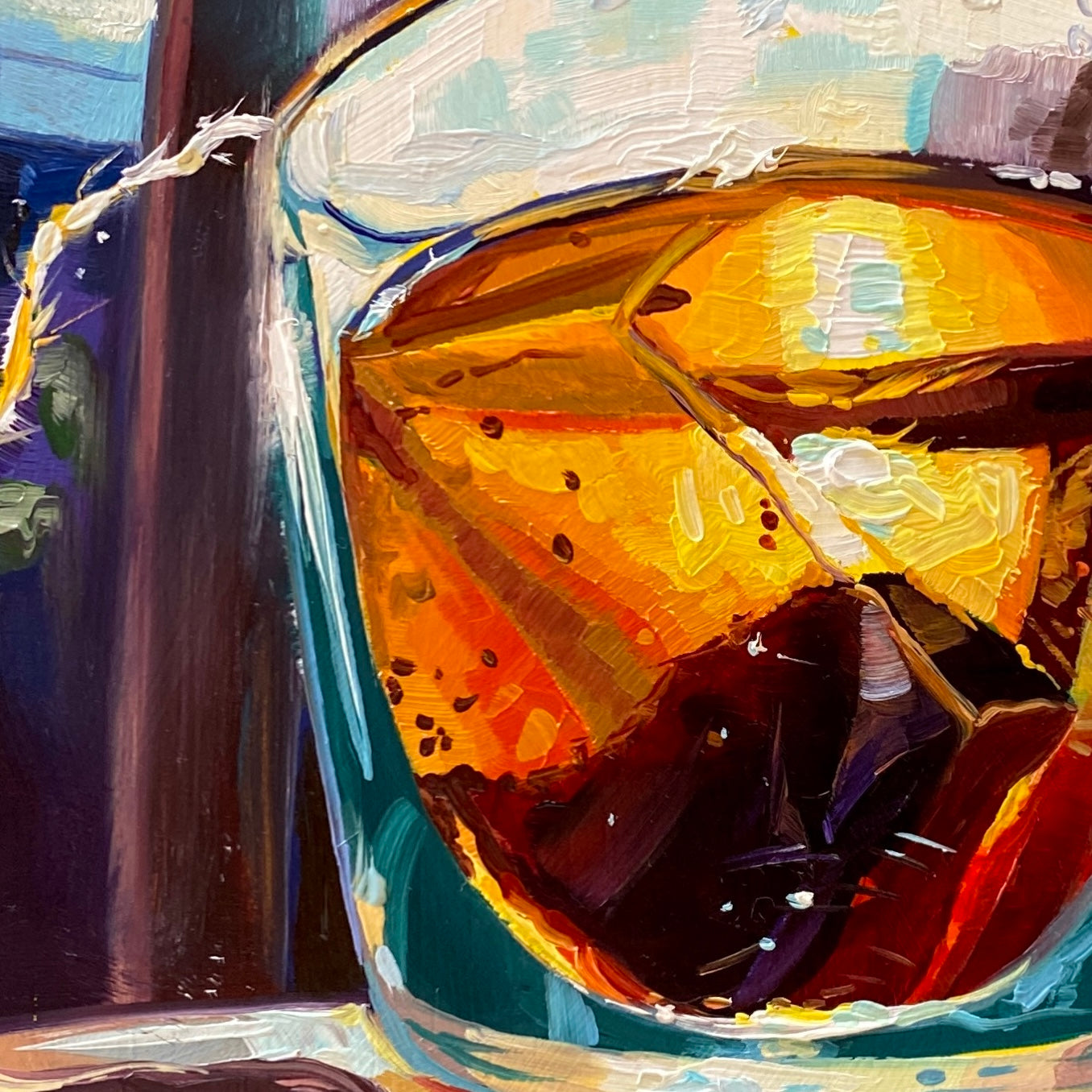 Pintura al óleo de vaso de té