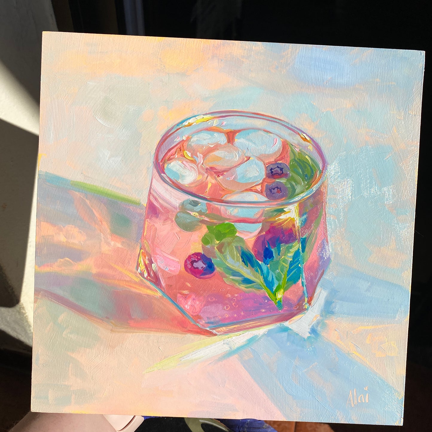 Vaso de té iridiscente - Pintura al óleo