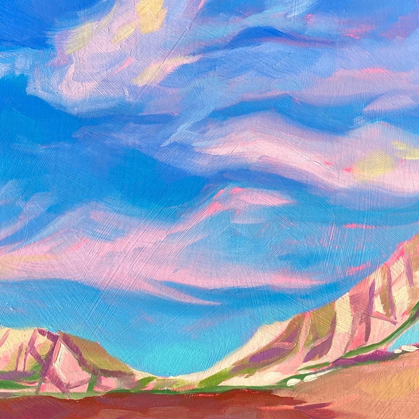 Pintura al óleo del cielo de la playa