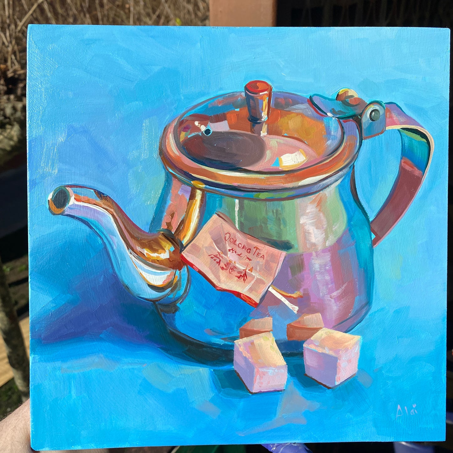 Té Oolong - tetera - Pintura al óleo