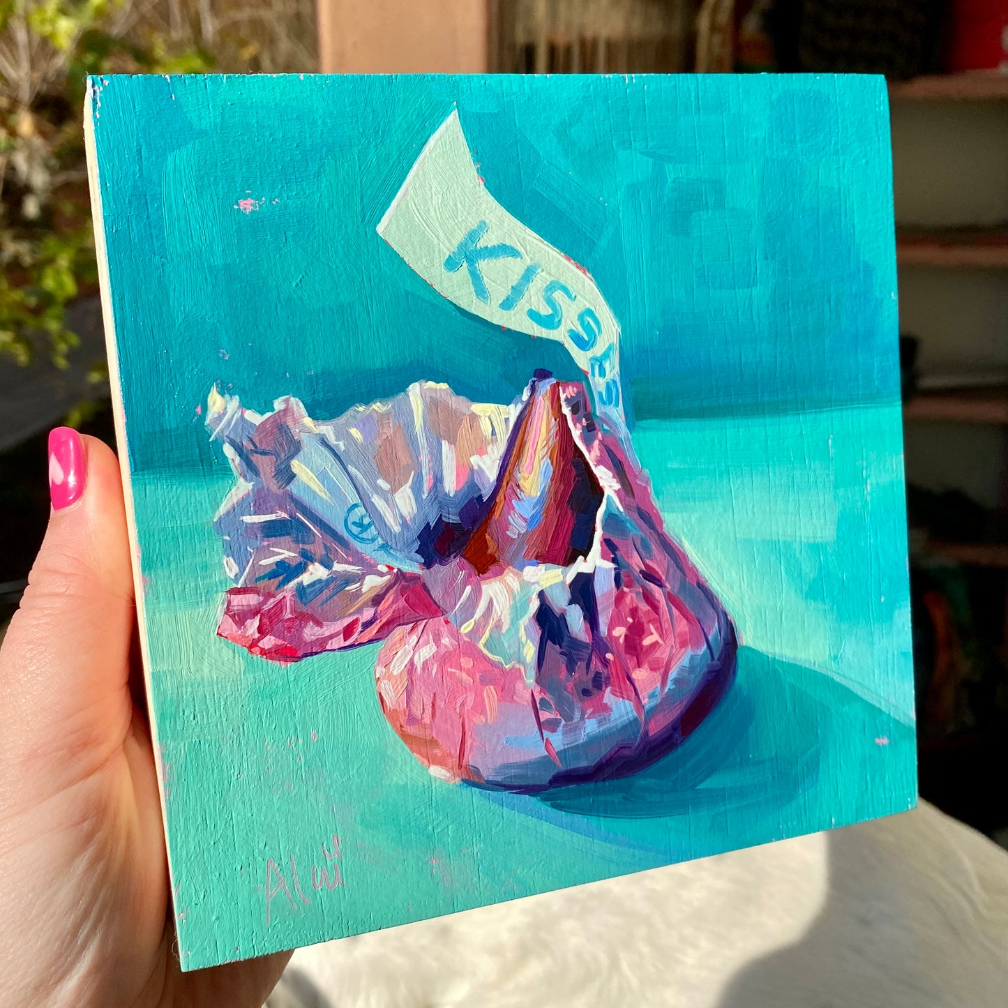 Kisses - Original Oil Painting - Chocolate Candy Art - 6 inches
