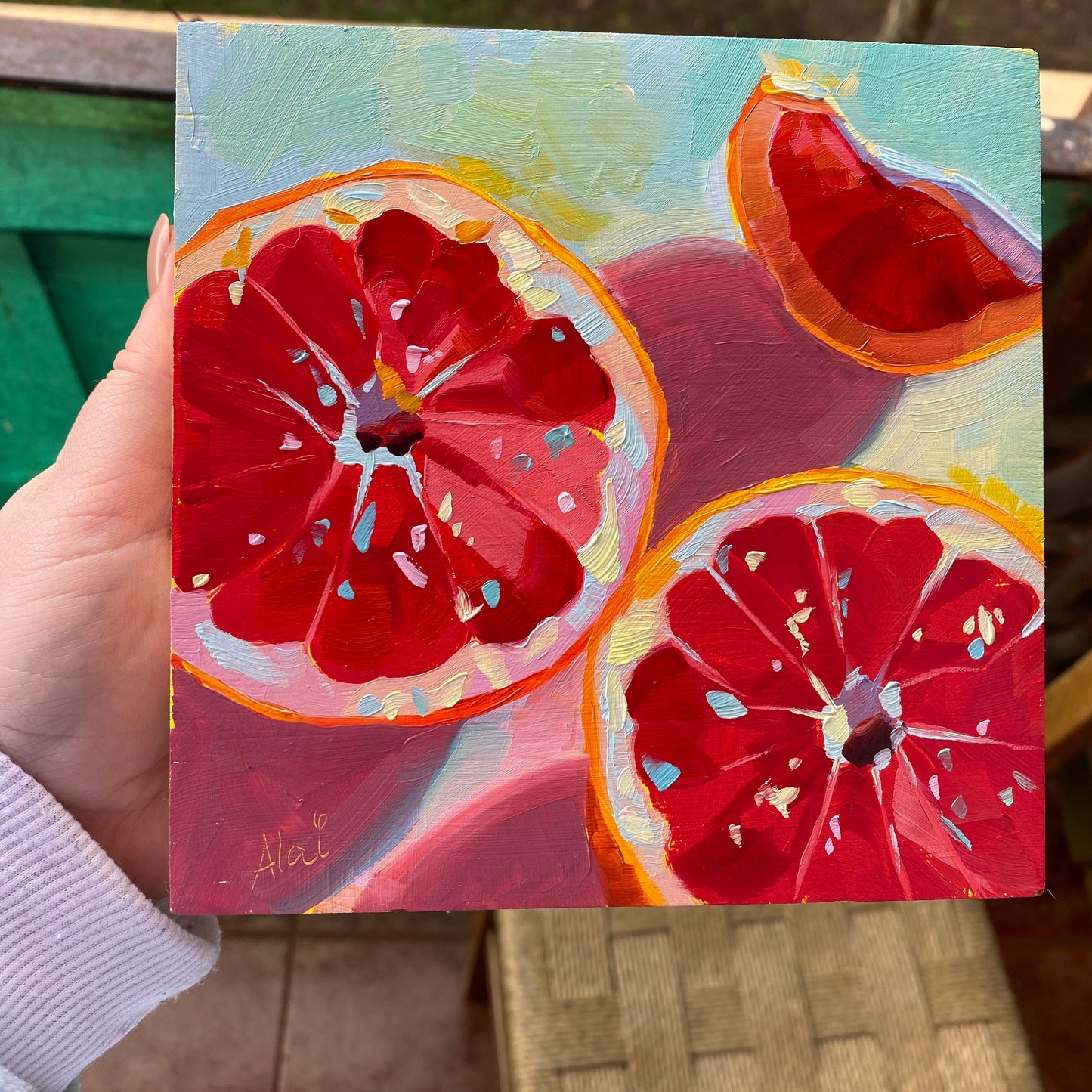 Grapefruits II - Original Oil Painting - 6x6 inches