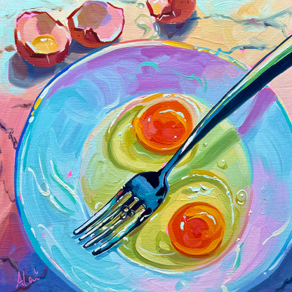 Raw egg couple - Original Oil Painting