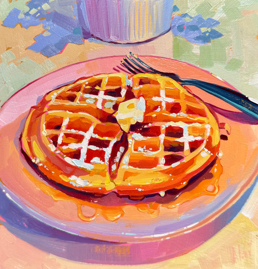 Waffles - Pintura al óleo original