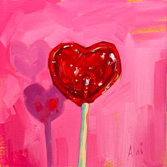 Golden heart lollipop - Original Oil Painting