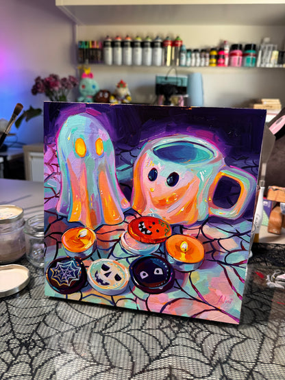 Ghost duet and chocolates - Original Oil Painting