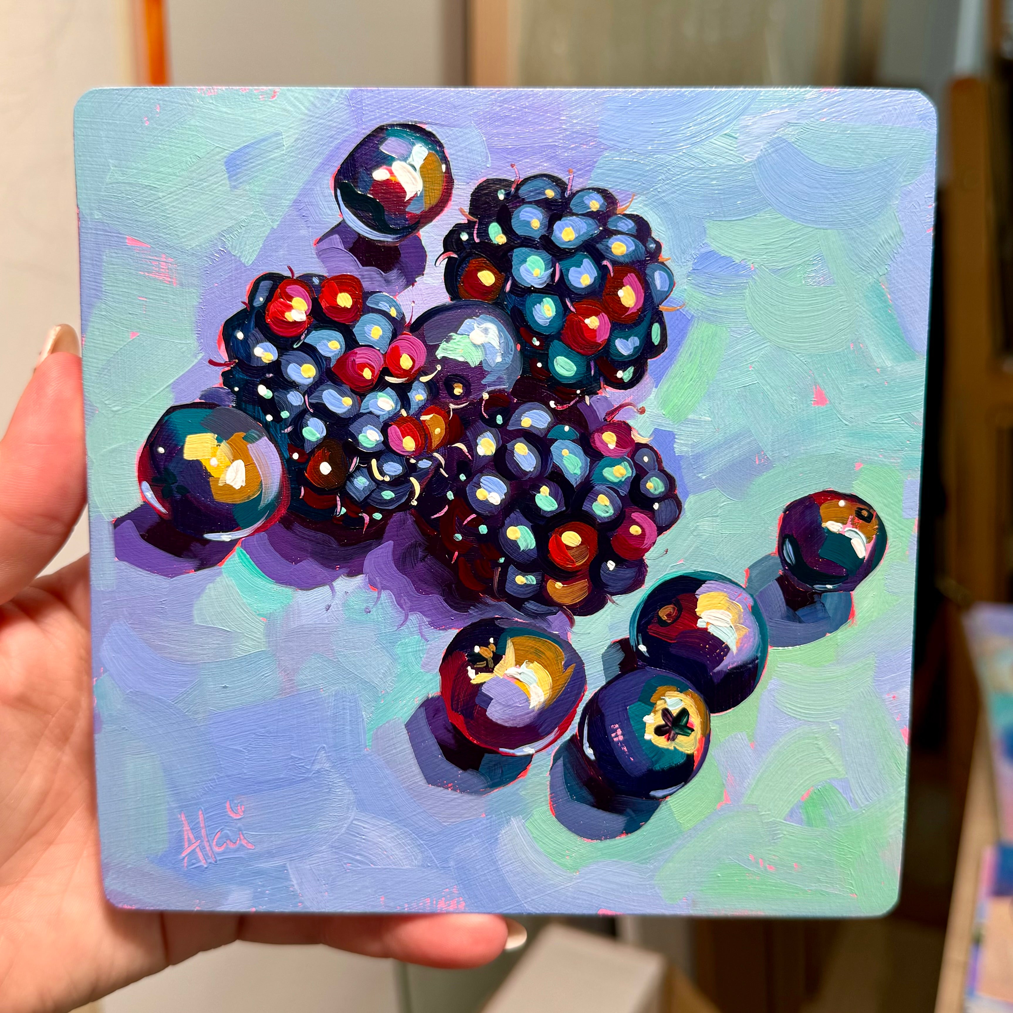 画材 berry Black Berries Oil Painting | Blackberry & Blueberry Art | Alai