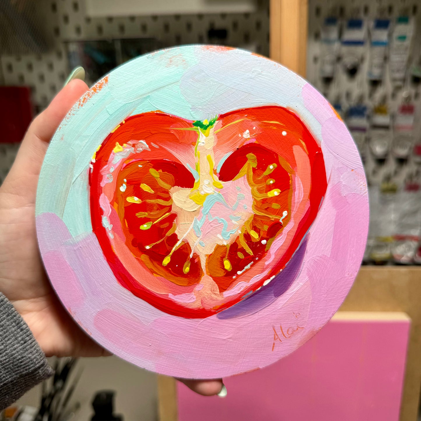 Round heart tomato - Original Oil Painting