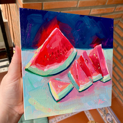 Neon watermelons - Original Oil Painting