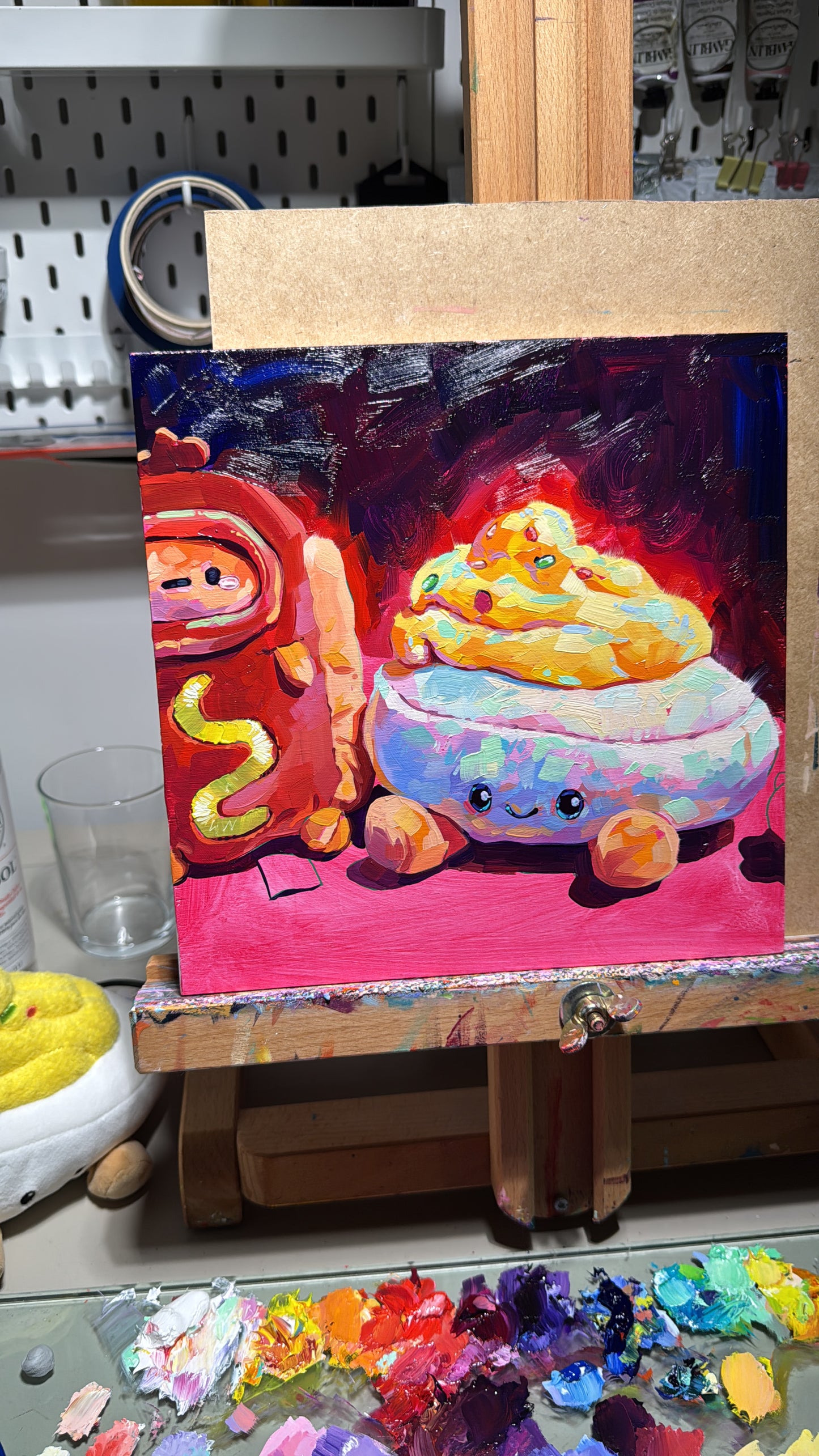 Devil egg with Hot Dog - Original Oil Painting