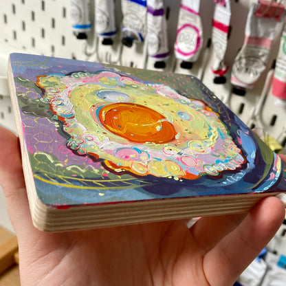 Egg - Original Oil Painting - Colorful Kitchen Art - 5 inches