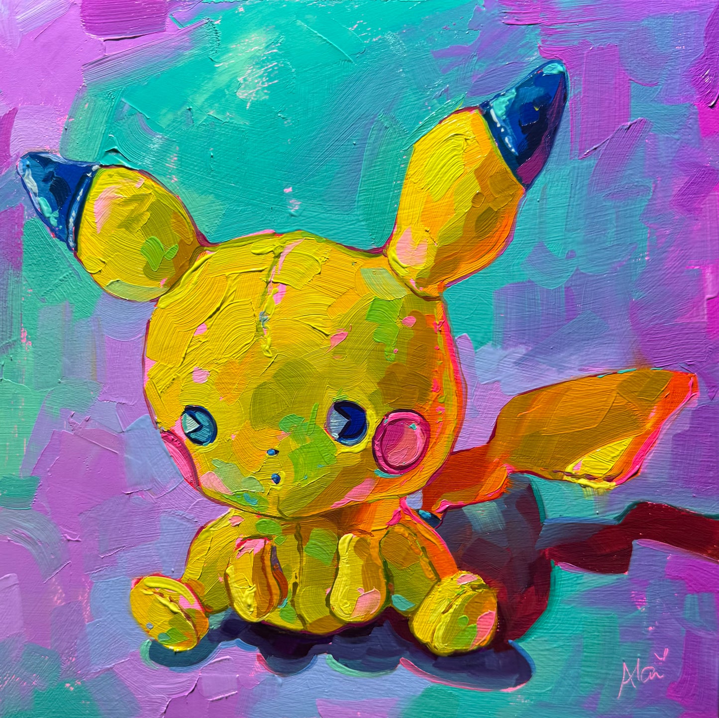 Pikachu Plush - Original Oil Painting